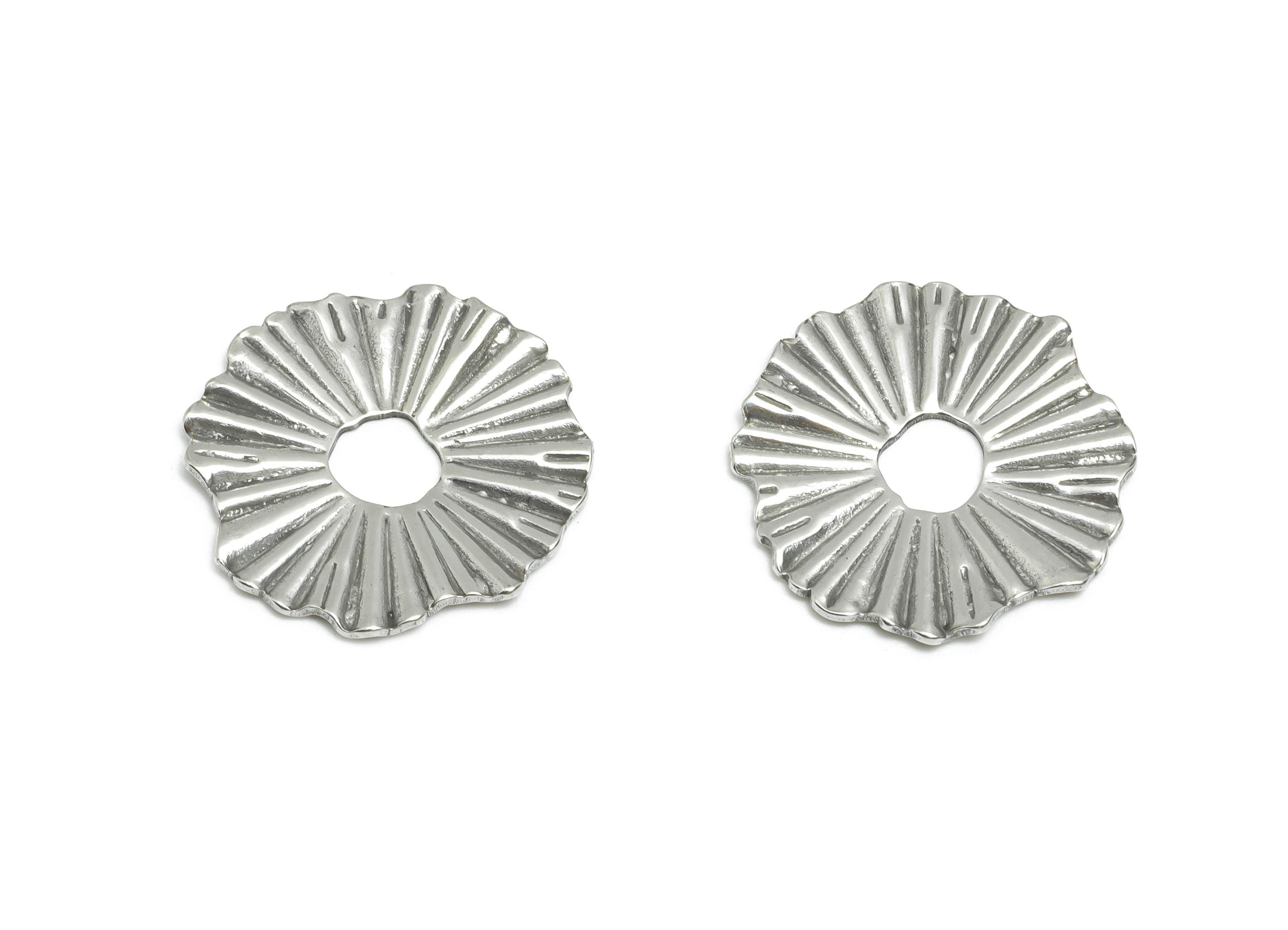 Stainless Steel Flower Charm - Textured Hollow Flower Charm - Minimalist Floral Accent - DIY Steel Jewelry Supplies - 17.05x16.4x1mm -SS1767 - DOMEDBAZAAR