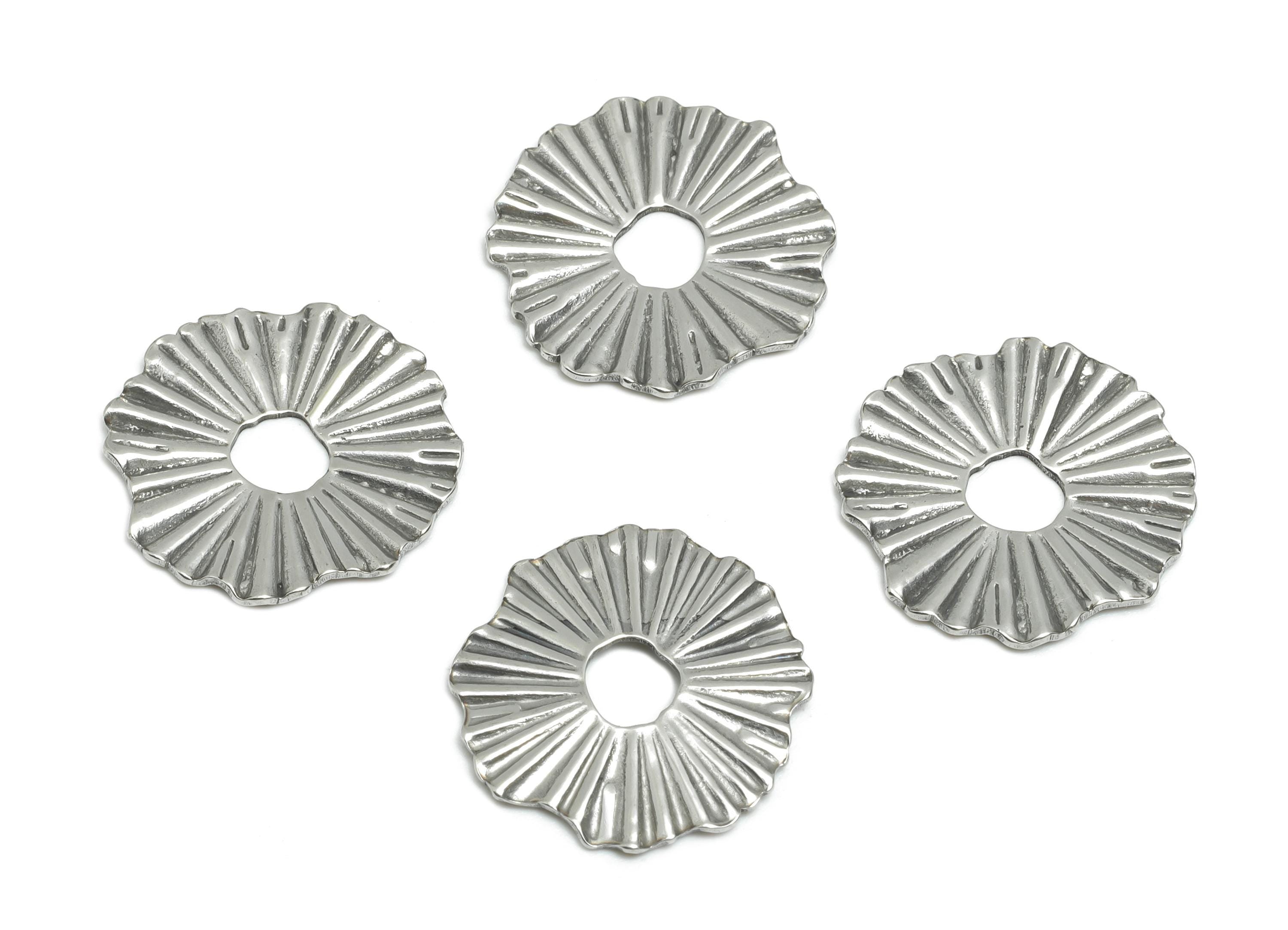 Stainless Steel Flower Charm - Textured Hollow Flower Charm - Minimalist Floral Accent - DIY Steel Jewelry Supplies - 17.05x16.4x1mm -SS1767 - DOMEDBAZAAR