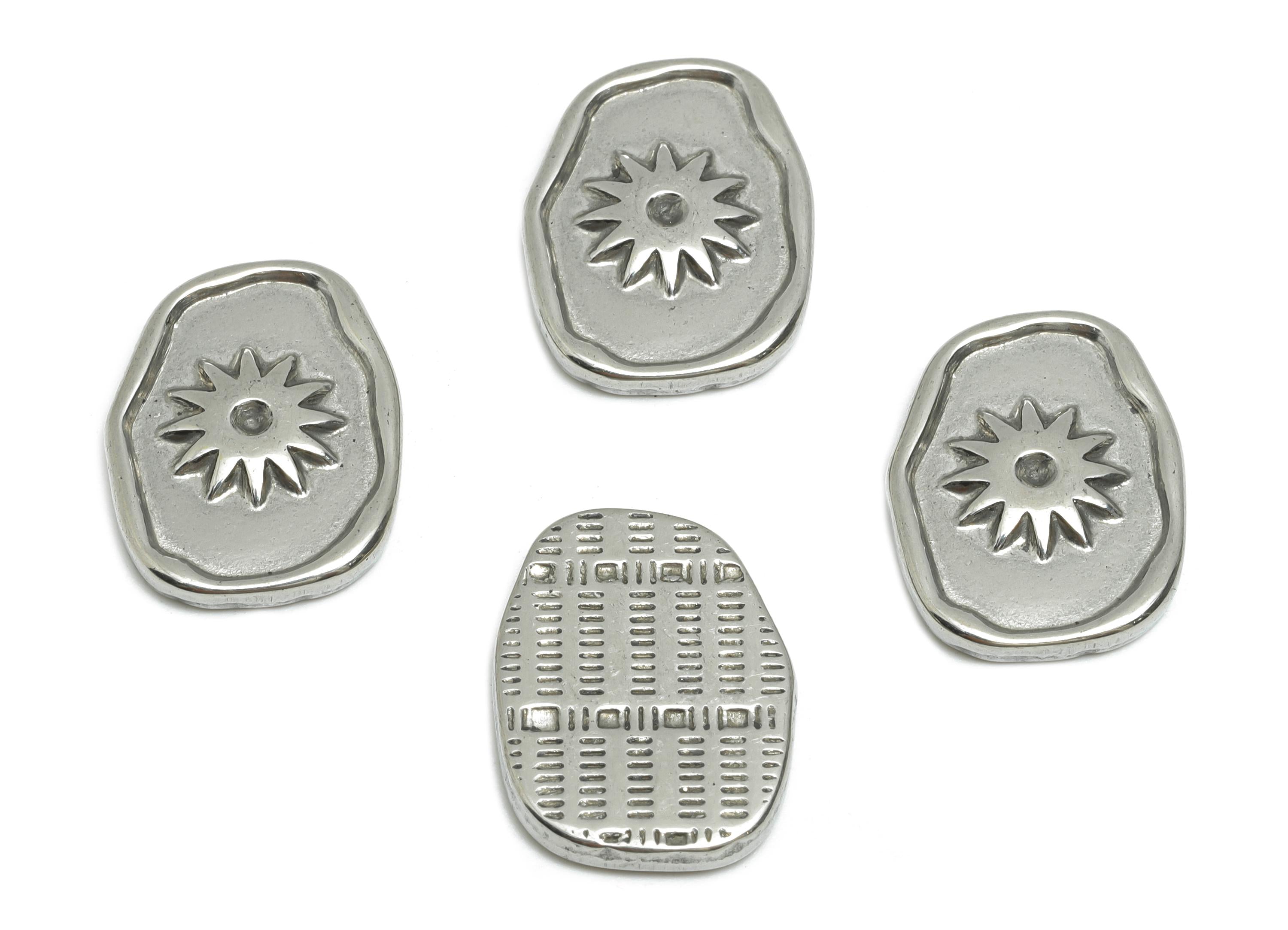 Stainless Steel Sunburst Charm - Abstract Metallic Geometric Charm - Vintage Textured Charm - Steel Jewelry Accent - 17.22x13x2.4mm - SS1831 - DOMEDBAZAAR