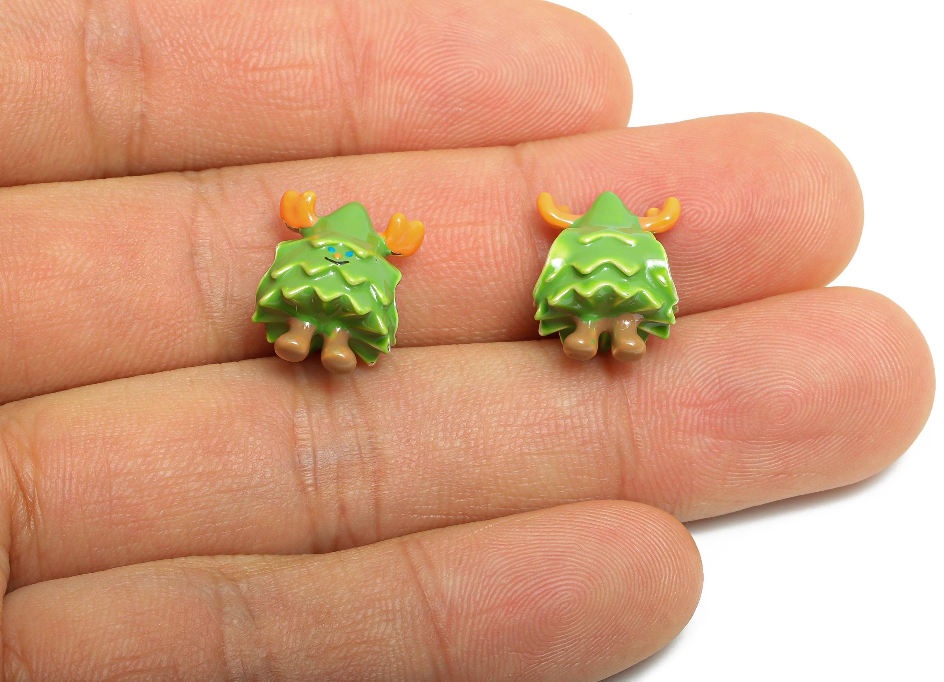 Alloy Christmas Tree Bead - Enamel Tree Charm for Bracelet - Cartoon Christmas Tree Bead - DIY Antler Jewelry Bead - 15x11x10mm - ZZ2094 - DOMEDBAZAAR