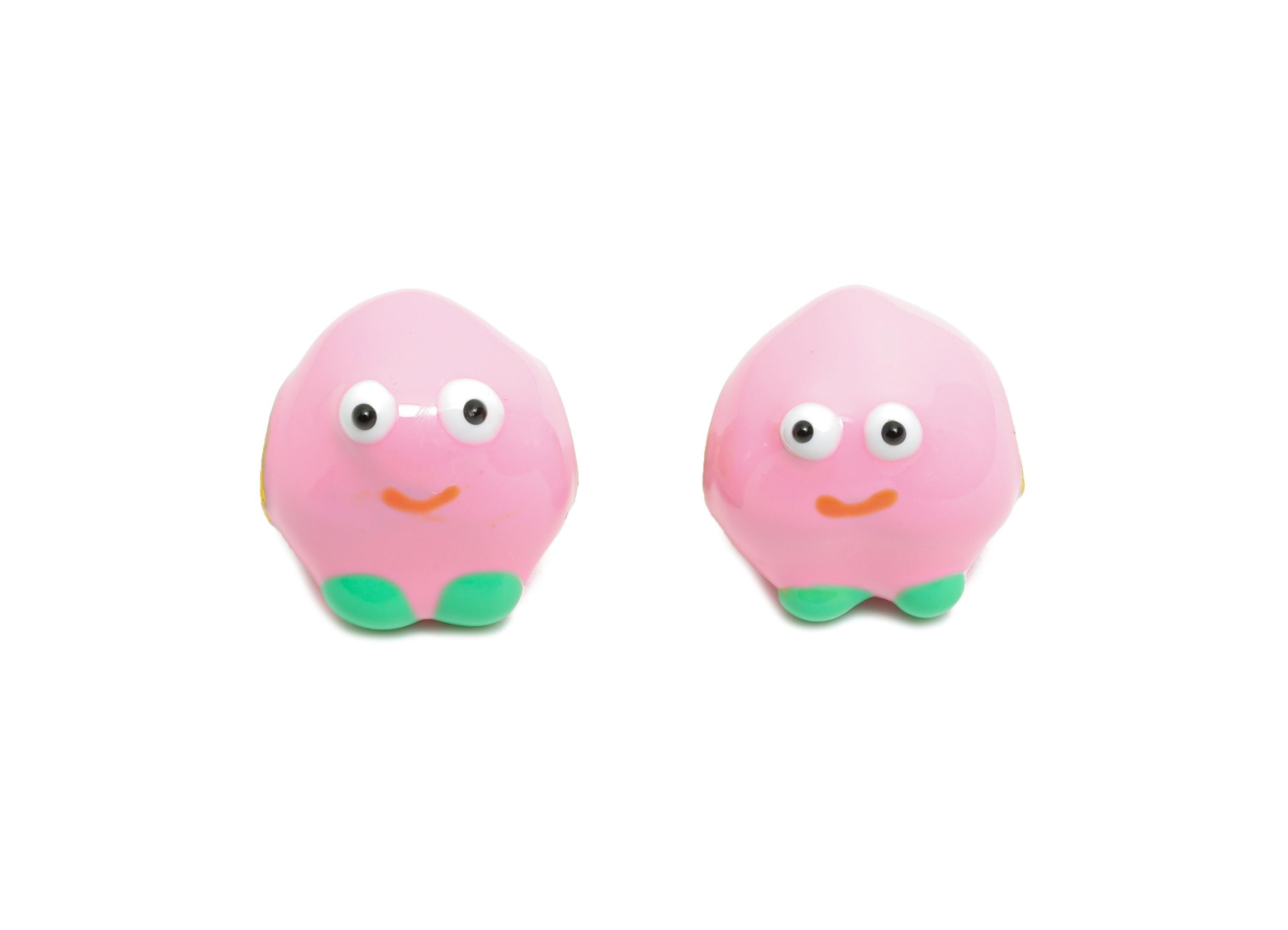 Alloy Cute Pink Bead - Enamel Charm for Bracelet - Fun Kawaii Cartoon Character Bead - Decorative Bead for Bracelet - 12x13.15x12mm - ZZ2097 - DOMEDBAZAAR