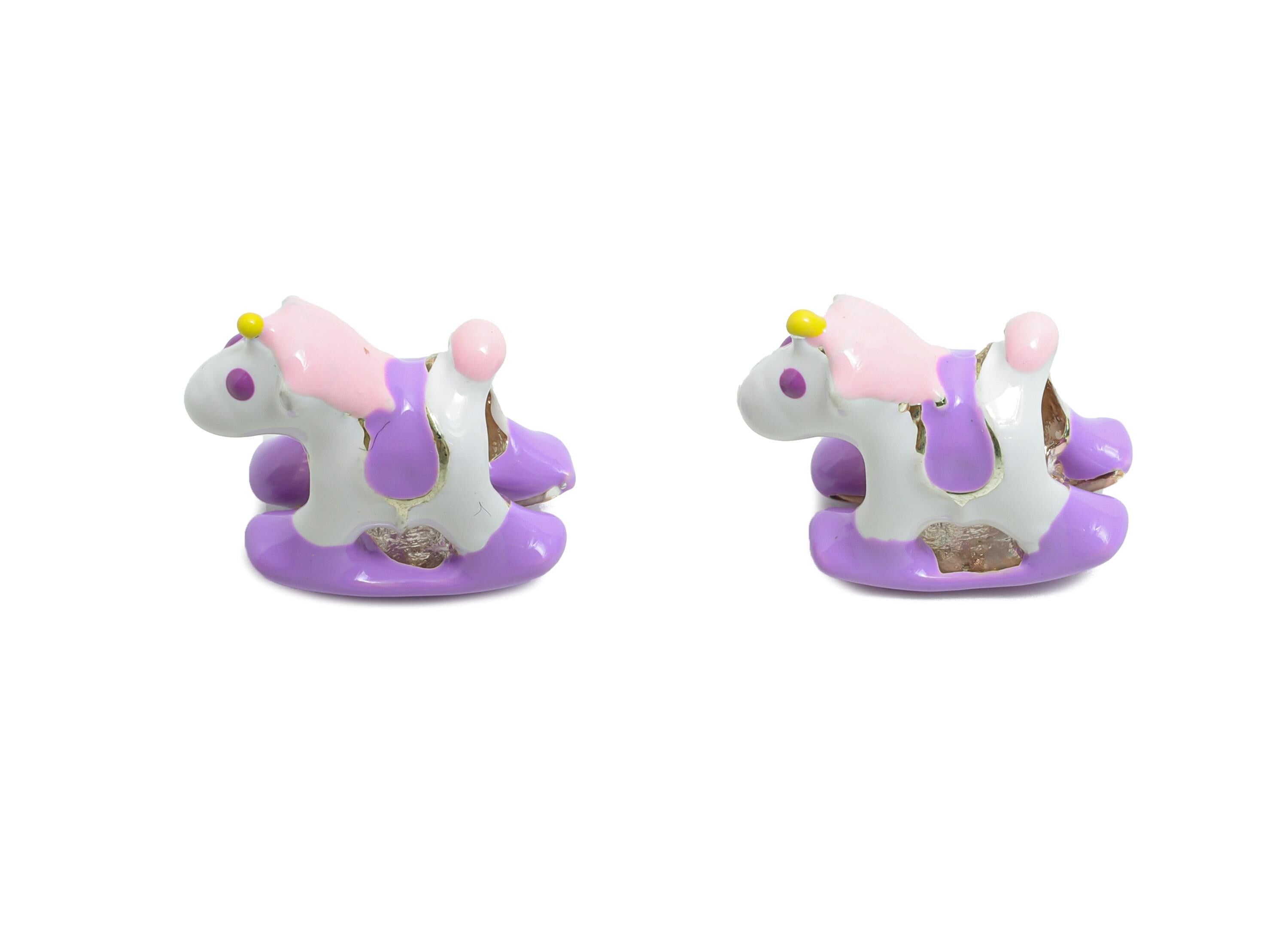 Alloy Unicorn Bead - Enamel Colorful Charm for Bracelet - Cute Cartoon Unicorn Bead - Cute Bead for Bracelet Crafting - 13x12x7.2mm - ZZ2081 - DOMEDBAZAAR