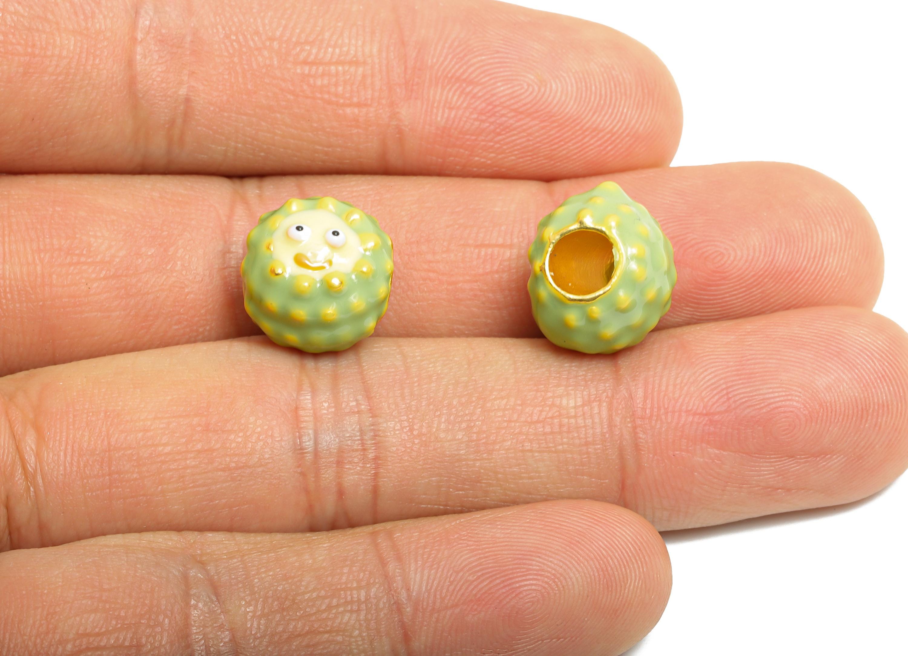 Alloy Cartoon Spacer Beads - Enamel Smile Face Bracelet Bead - Fun Alloy Bracelet Charms - Jewelry Accessory DIY - 12.7x14x11.5mm - ZZ2054 - DOMEDBAZAAR