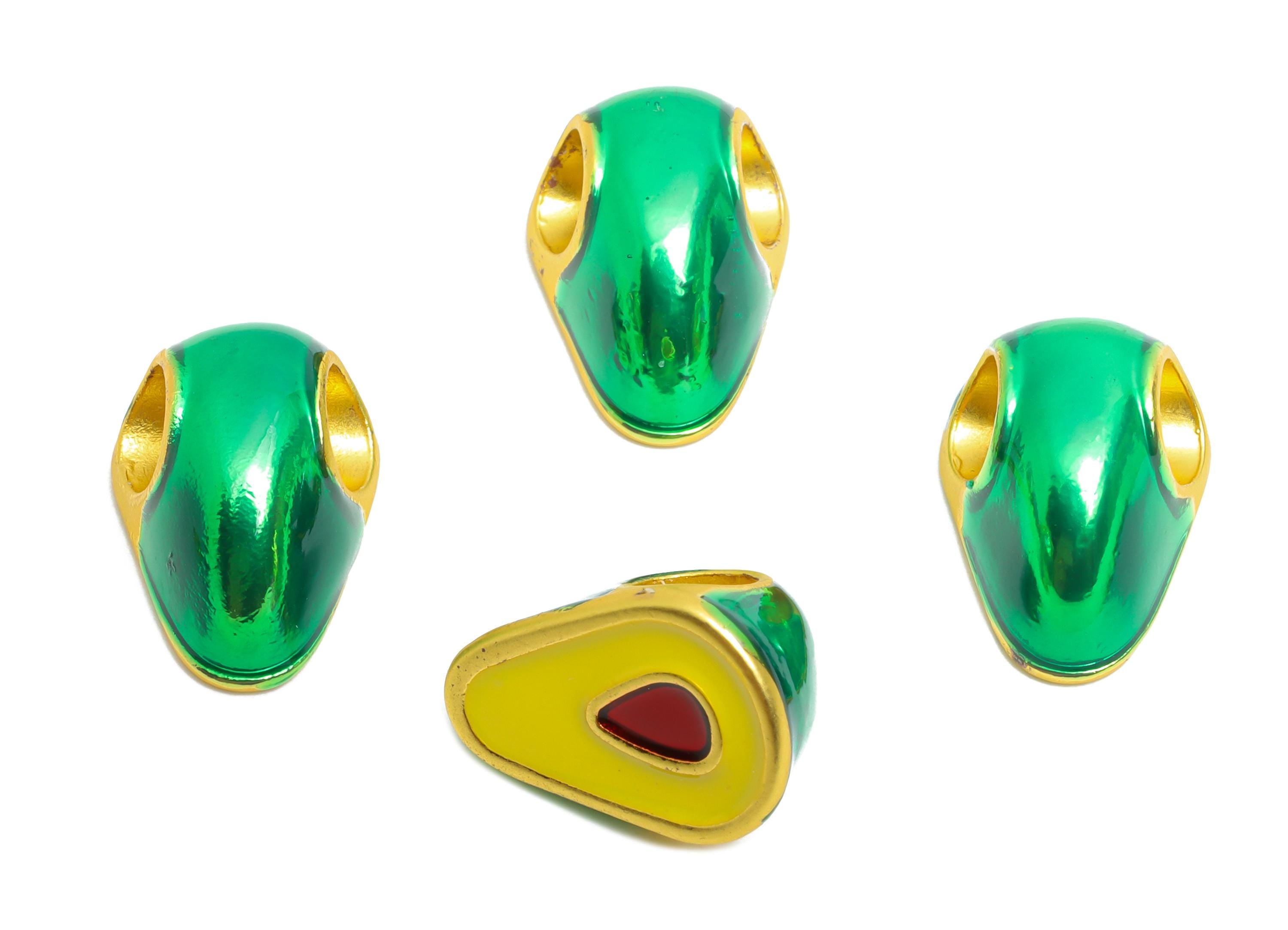 Alloy Avocado Spacer Beads - Enamel Avocado Bracelet Beads - Handmade Alloy Fruit Charms - Jewelry Accessory DIY - 14.35x10x7.93mm - ZZ2075 - DOMEDBAZAAR