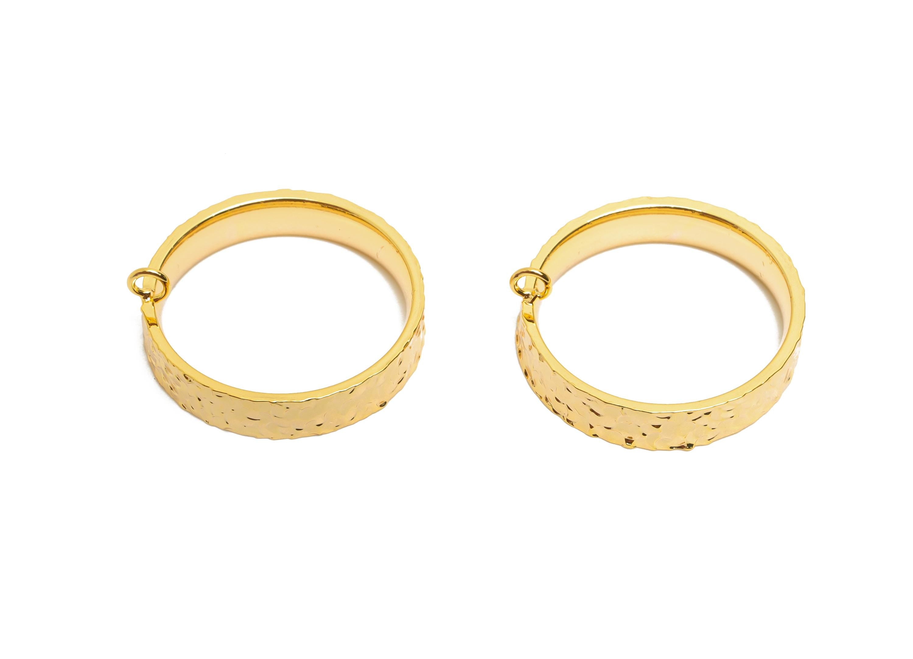 Brass Circle Ring - Brass Textured Versatile Ring With Loop - Hoop Ring for Crafting - 18K Real Gold Plated - 20x20x4mm - RGP10754-7 - DOMEDBAZAAR