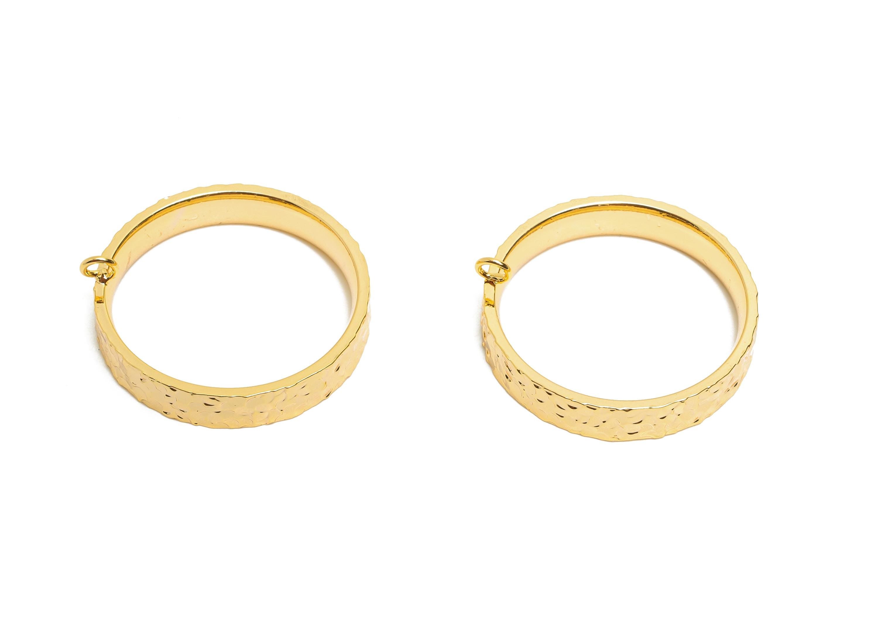 Brass Circle Ring - Brass Textured Versatile Ring With loop - Hoop Ring for Crafting - 18K Real Gold Plated - 22x22x4.14mm - RGP10754-9 - DOMEDBAZAAR