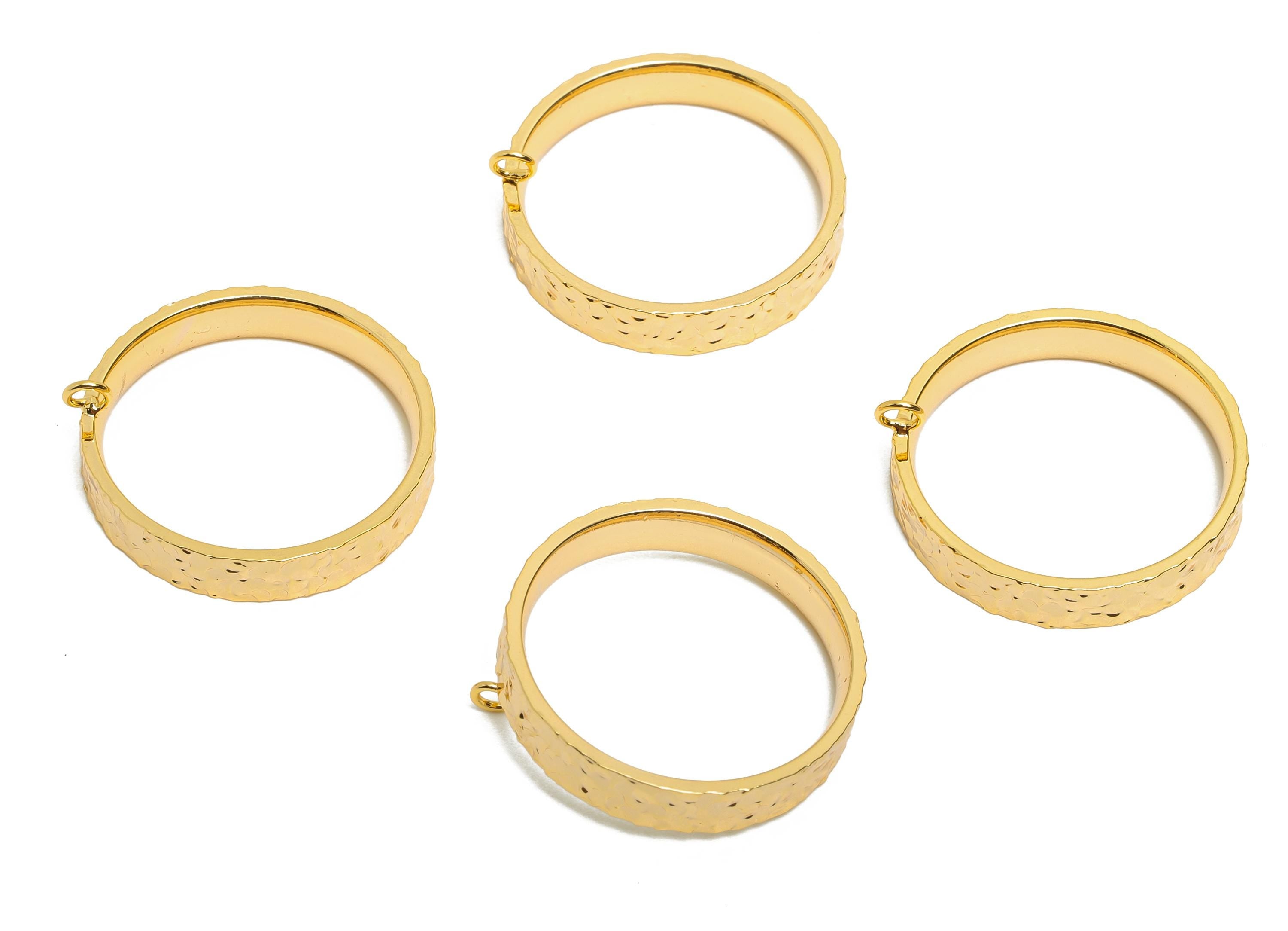 Brass Circle Ring - Brass Textured Versatile Ring With loop - Hoop Ring for Crafting - 18K Real Gold Plated - 22x22x4.14mm - RGP10754-9 - DOMEDBAZAAR