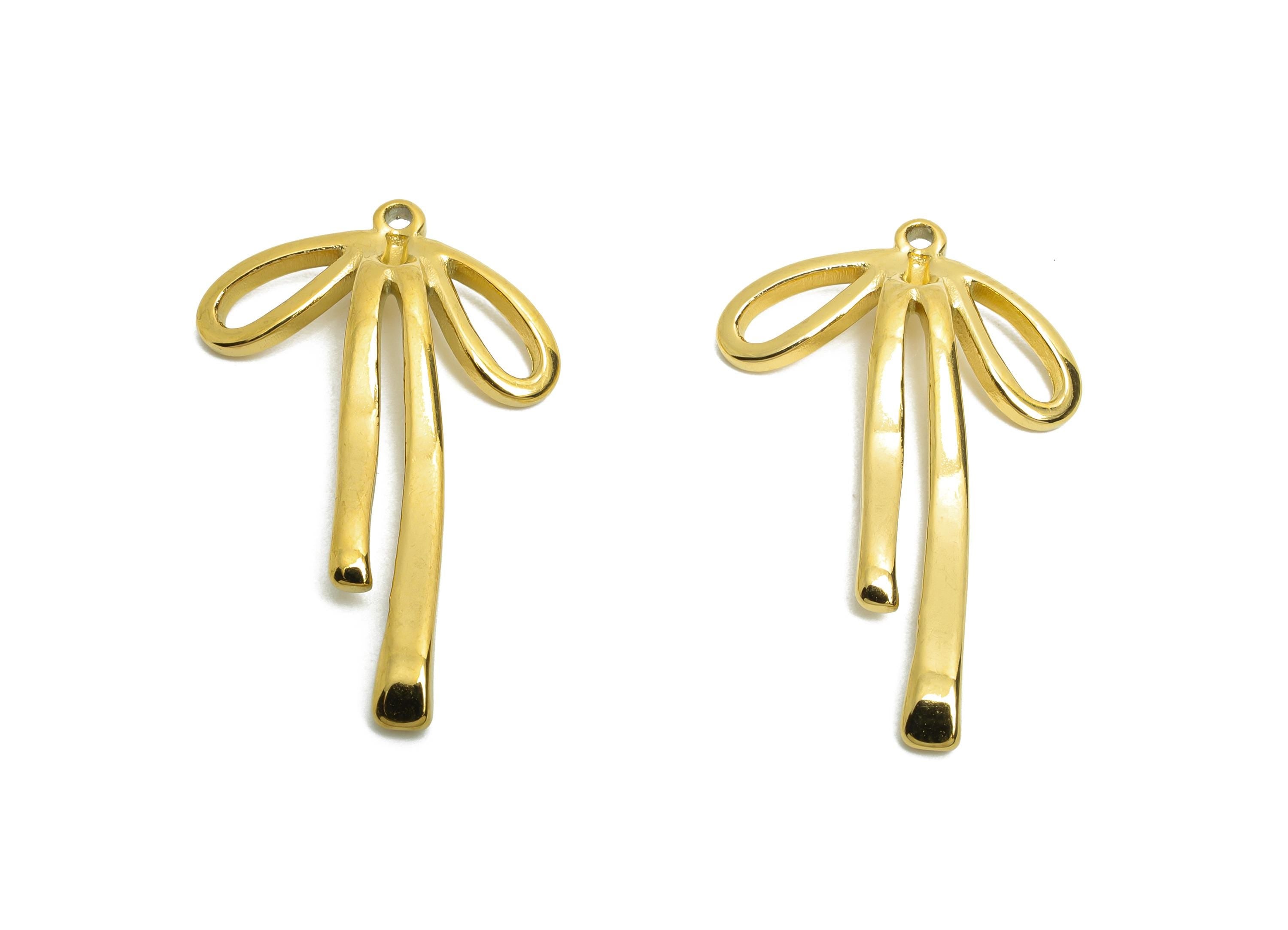 Stainless Steel Bowtie Charms - Modern Ribbon Necklace Pendant - 316L Stainless Steel - Statement Steel Jewelry - 30x18.46x3.07mm - SS1607 - DOMEDBAZAAR