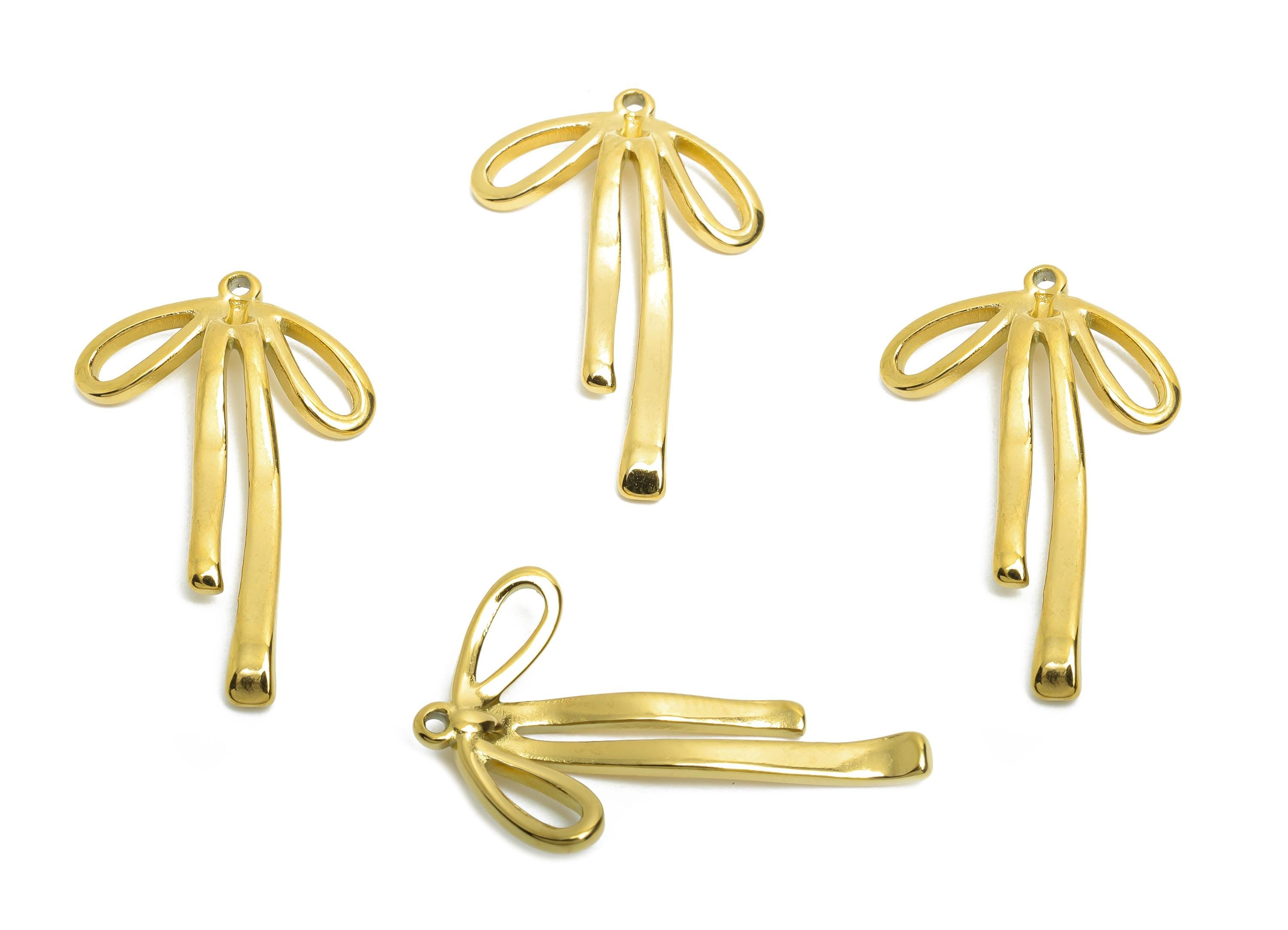 Stainless Steel Bowtie Charms - Modern Ribbon Necklace Pendant - 316L Stainless Steel - Statement Steel Jewelry - 30x18.46x3.07mm - SS1607 - DOMEDBAZAAR