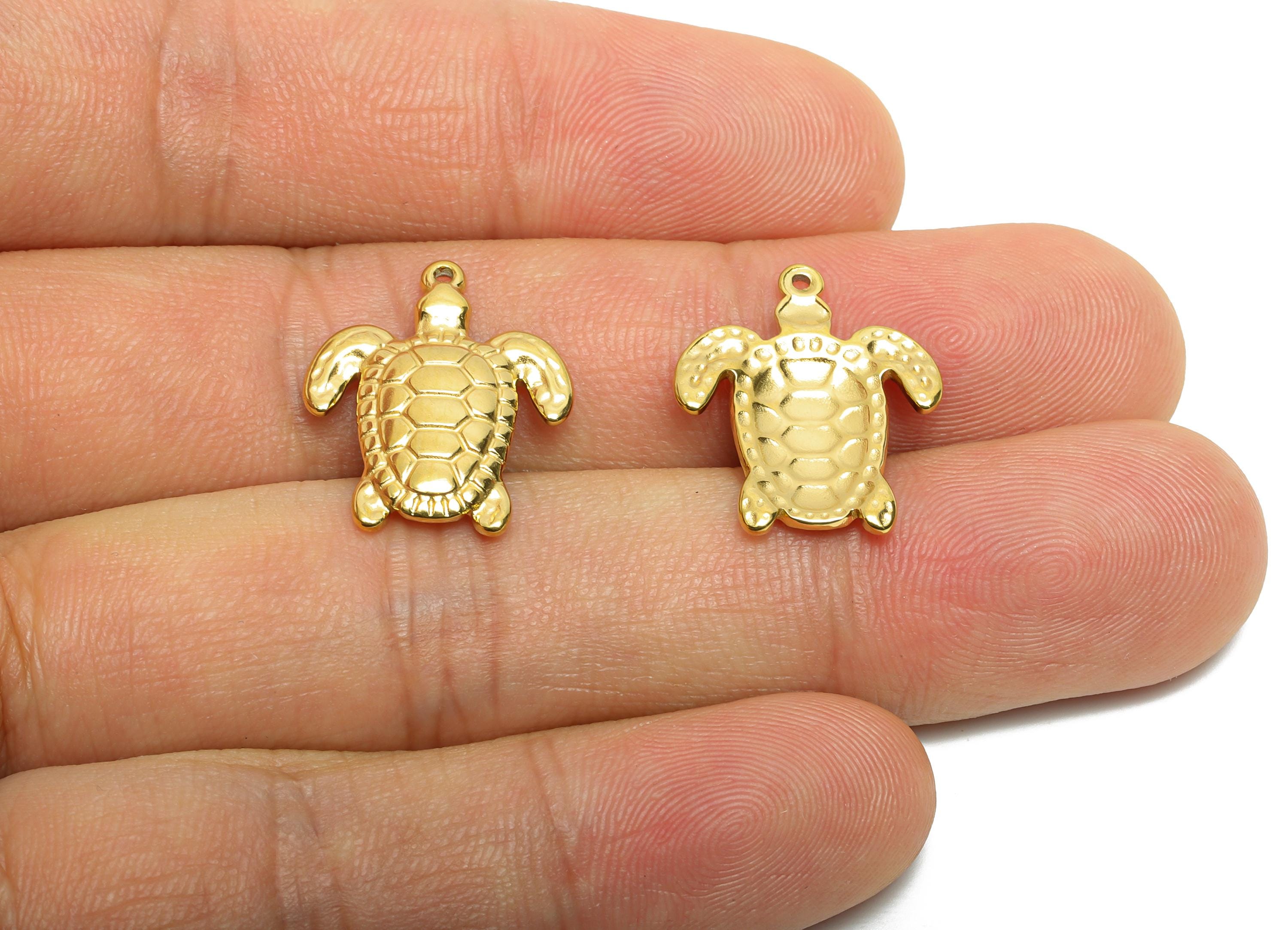 Stainless Steel Turtle Charms - Statement Marine Animal Pendant - 316L Stainless Steel - Steel Jewelry Accessory - 20.43x16.4x2.4mm - SS1654 - DOMEDBAZAAR