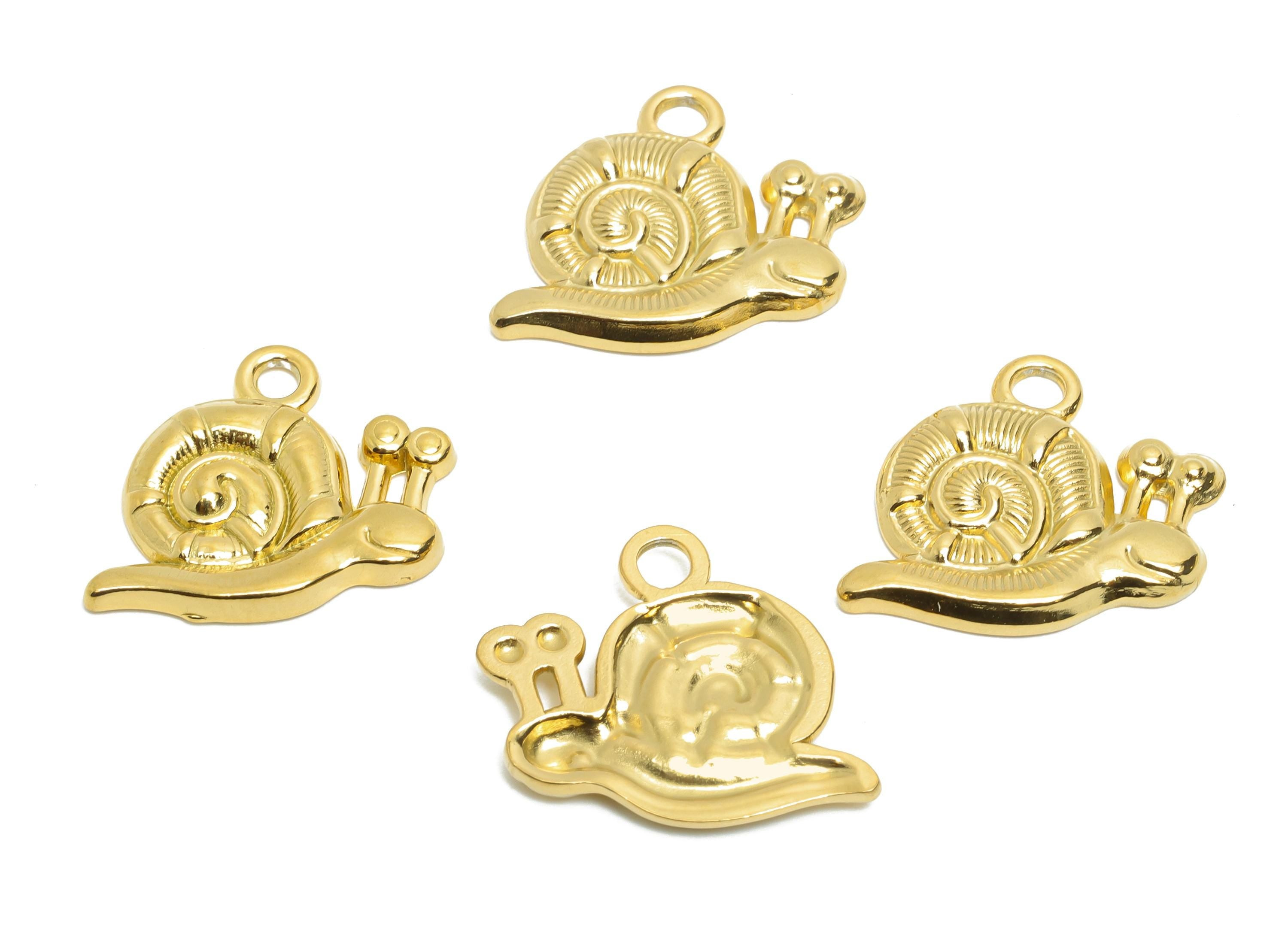 Stainless Steel Snail Charms - Textured Marine Life Pendant - Modern Dainty Snail Pendant - Minimalist Steel Finding - 15x19.6x2mm - SS1655 - DOMEDBAZAAR