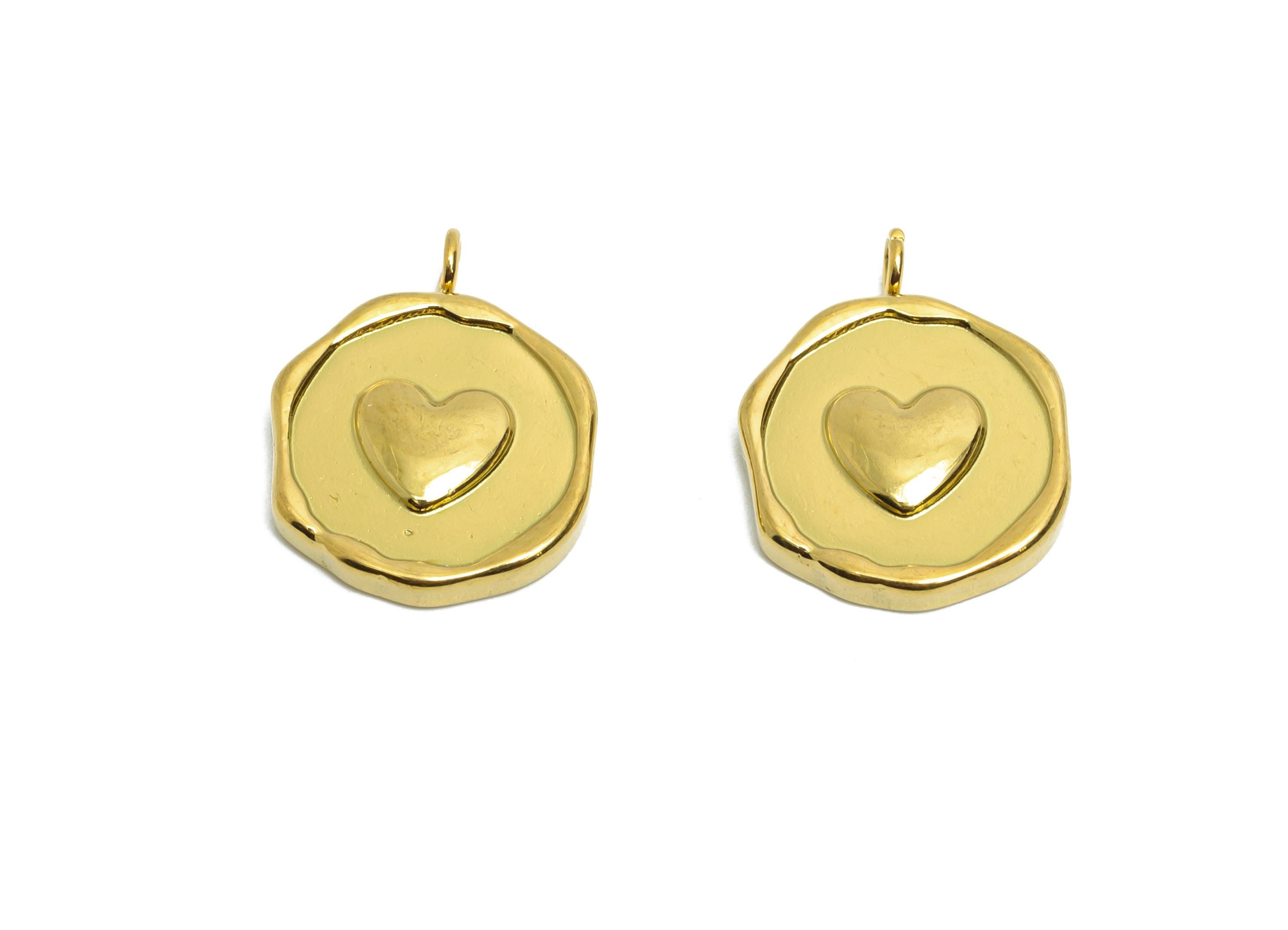 Stainless Steel Heart Charms - Textured Vintage Looking Pendant - Modern Wavy Heart Pendant - Minimalist Steel Jewelry - 16x12x2mm - SS1658 - DOMEDBAZAAR