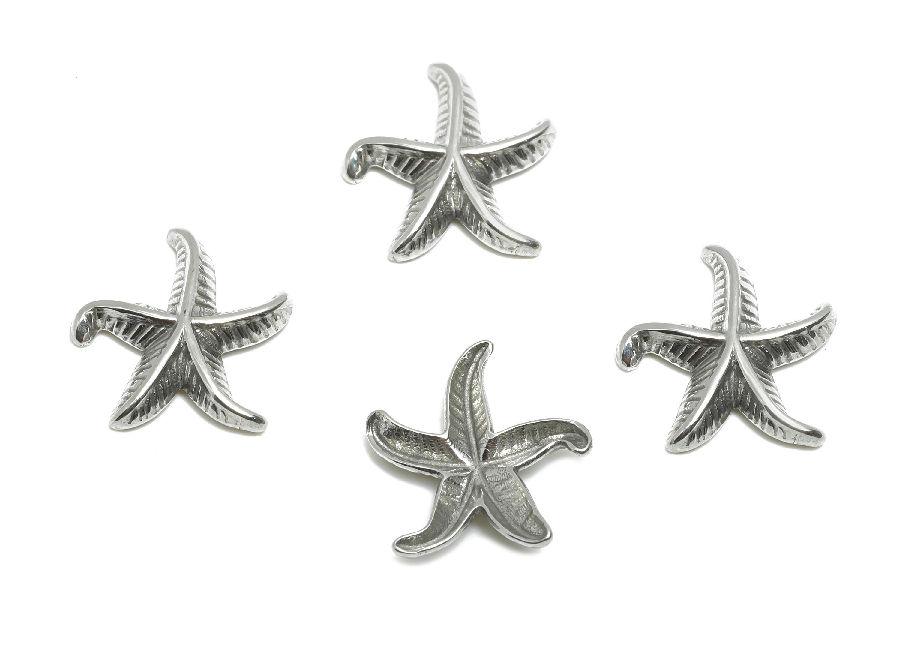 Stainless Steel Starfish Charms - Metallic Marine Starfish Design - 304 Stainless Steel - Sea Life Jewelry Making - 13.8x13.78x2mm - SS1993 - DOMEDBAZAAR