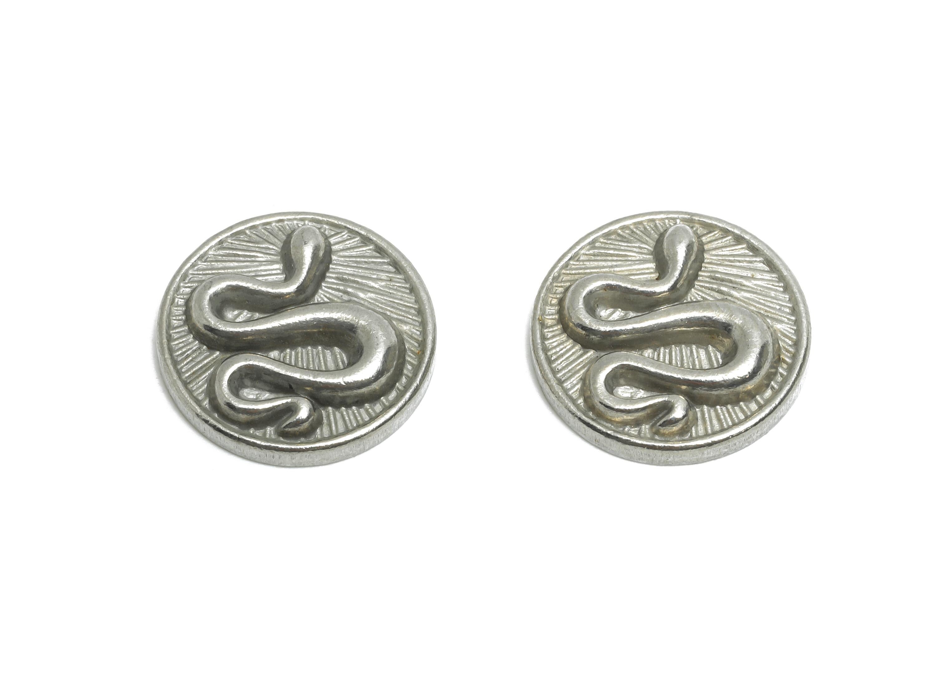 Stainless Steel Snake Charms - Snake Motif Charm - Round Snake Charm - Vintage Looking Charm - Stainless Steel Jewelry - 15x15x3mm - SS2066 - DOMEDBAZAAR
