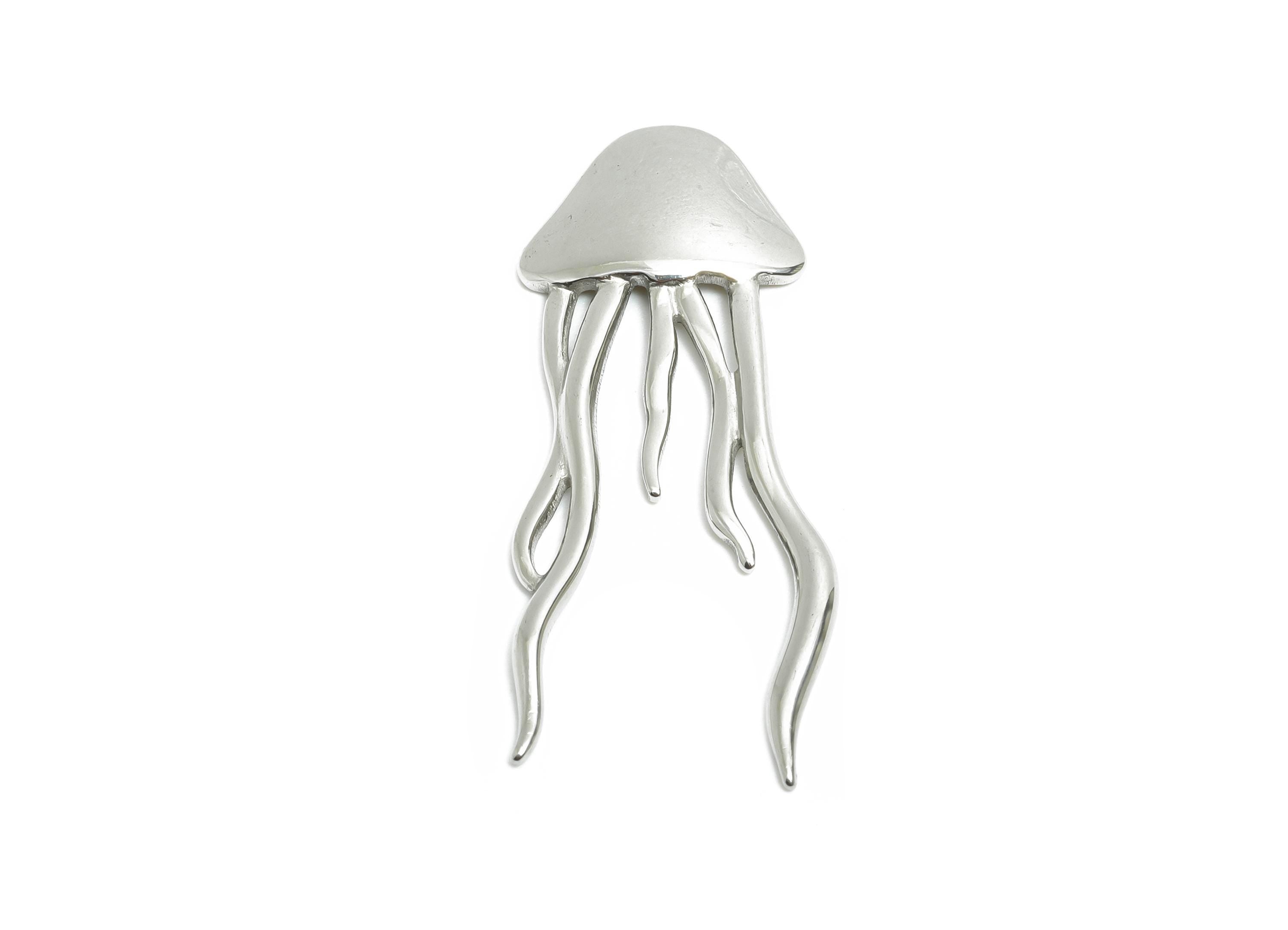 Stainless Steel Jellyfish Charms - Steel Sleek Marine Charm - Minimalist Sea Life Jewelry Piece - Stainless Steel Jewelry - 37x14x2mm-SS2074 - DOMEDBAZAAR