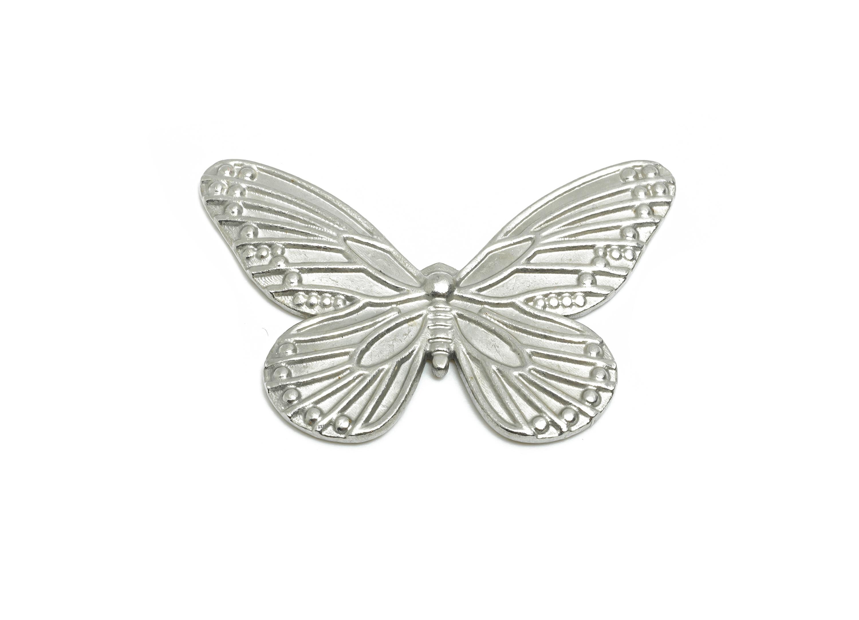 Stainless Steel Butterfly Charm - Steel Textured Butterfly Charm - Delicate Butterfly Ornament - Stainless Steel Jewelry - 35x23x1mm -SS2060 - DOMEDBAZAAR