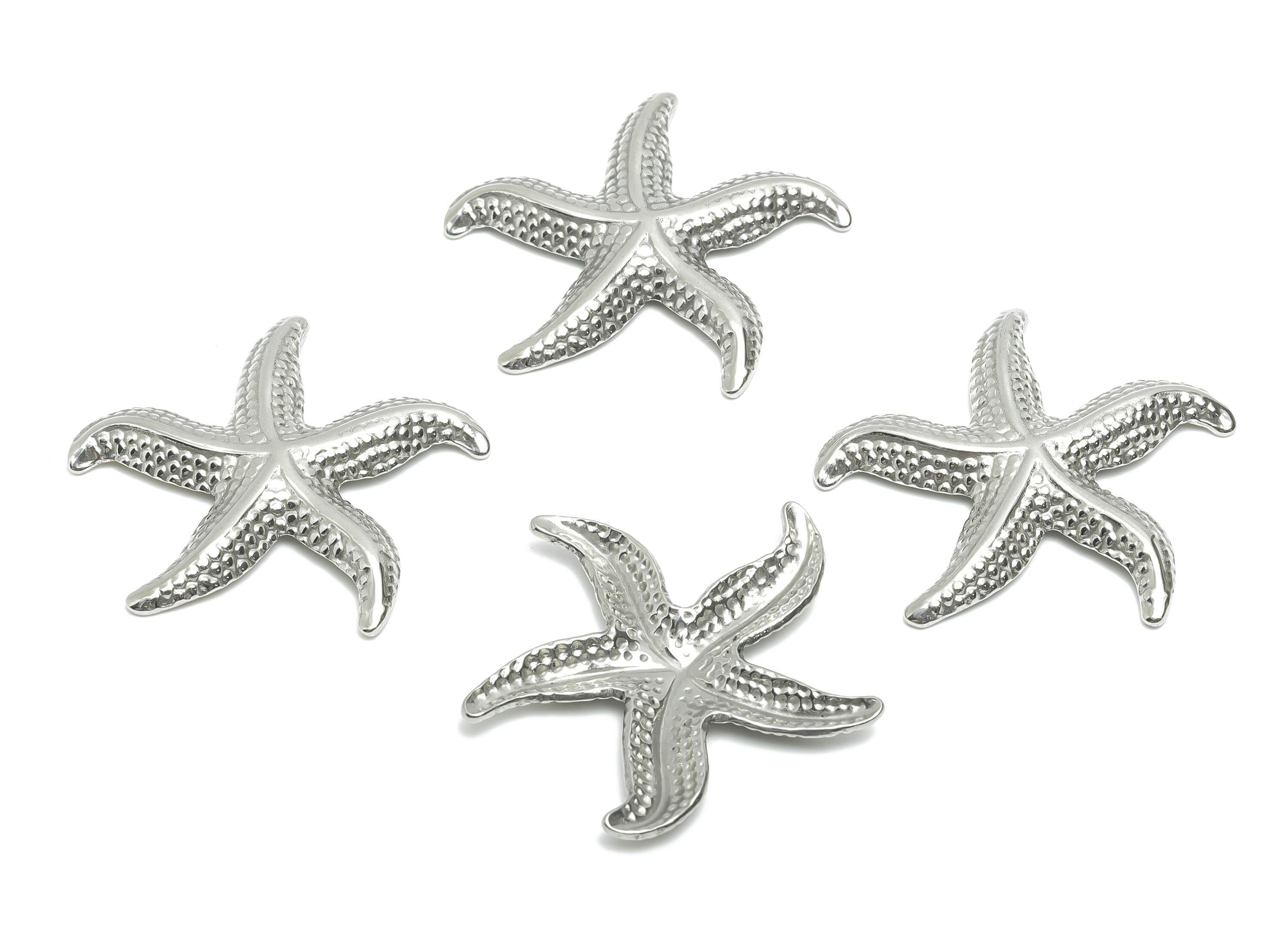 Stainless Steel Starfish Charms - Silver Textured Marine Charms - Minimalist Starfish Jewelry - Steel Accessory - 33.35x33.5x2.57mm - SS2097 - DOMEDBAZAAR