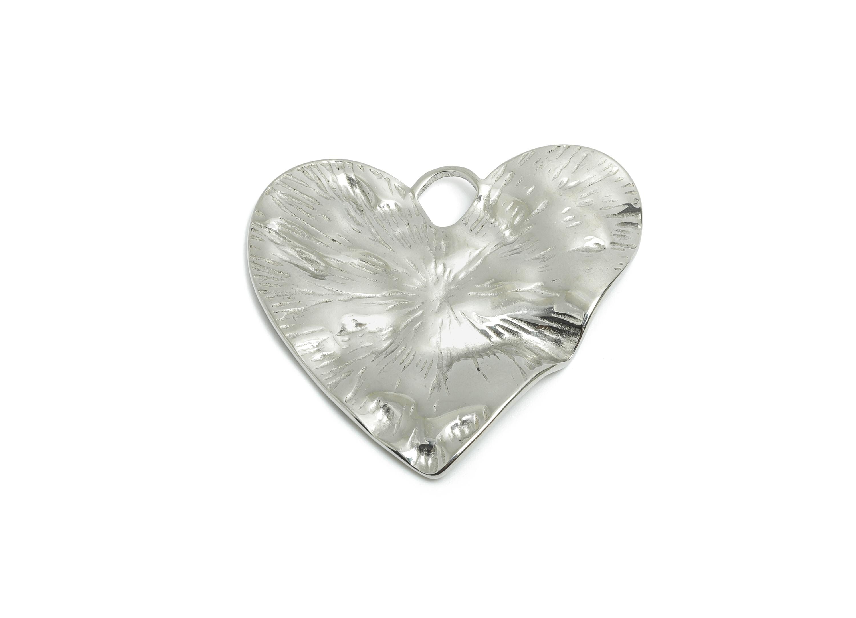 Stainless Steel Heart Charms - Hammered Modern Heart Pendant - Abstract Heart Jewelry - Minimalist Jewelry Design - 33x35x2.05mm - SS2055 - DOMEDBAZAAR