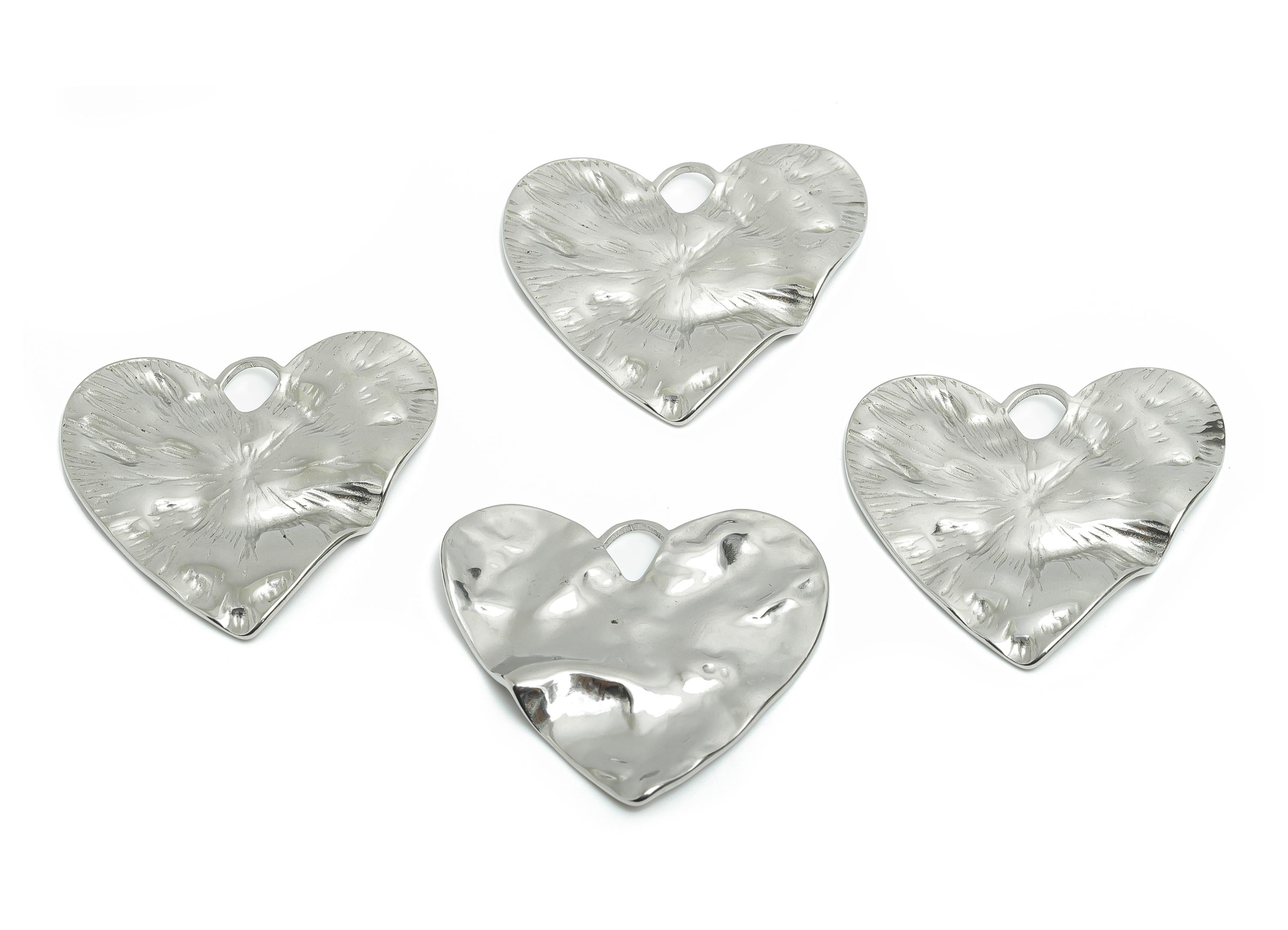 Stainless Steel Heart Charms - Hammered Modern Heart Pendant - Abstract Heart Jewelry - Minimalist Jewelry Design - 33x35x2.05mm - SS2055 - DOMEDBAZAAR