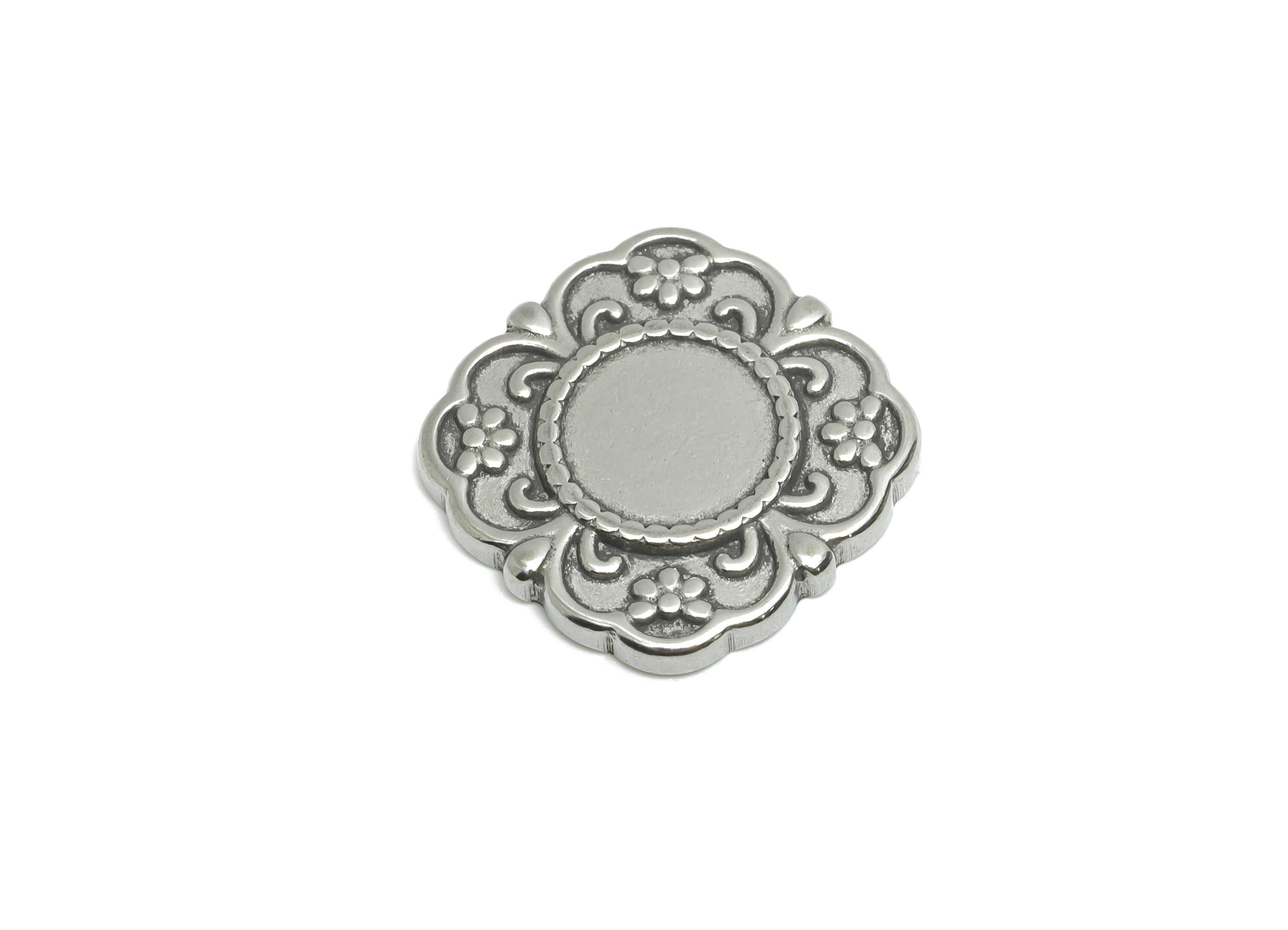 Stainless Steel Floral Charms - Vintage Silver Steel Flower Charms - Decorative Floral Jewelry - Steel Finding - 16.95x16.95x2.13mm - SS2082 - DOMEDBAZAAR