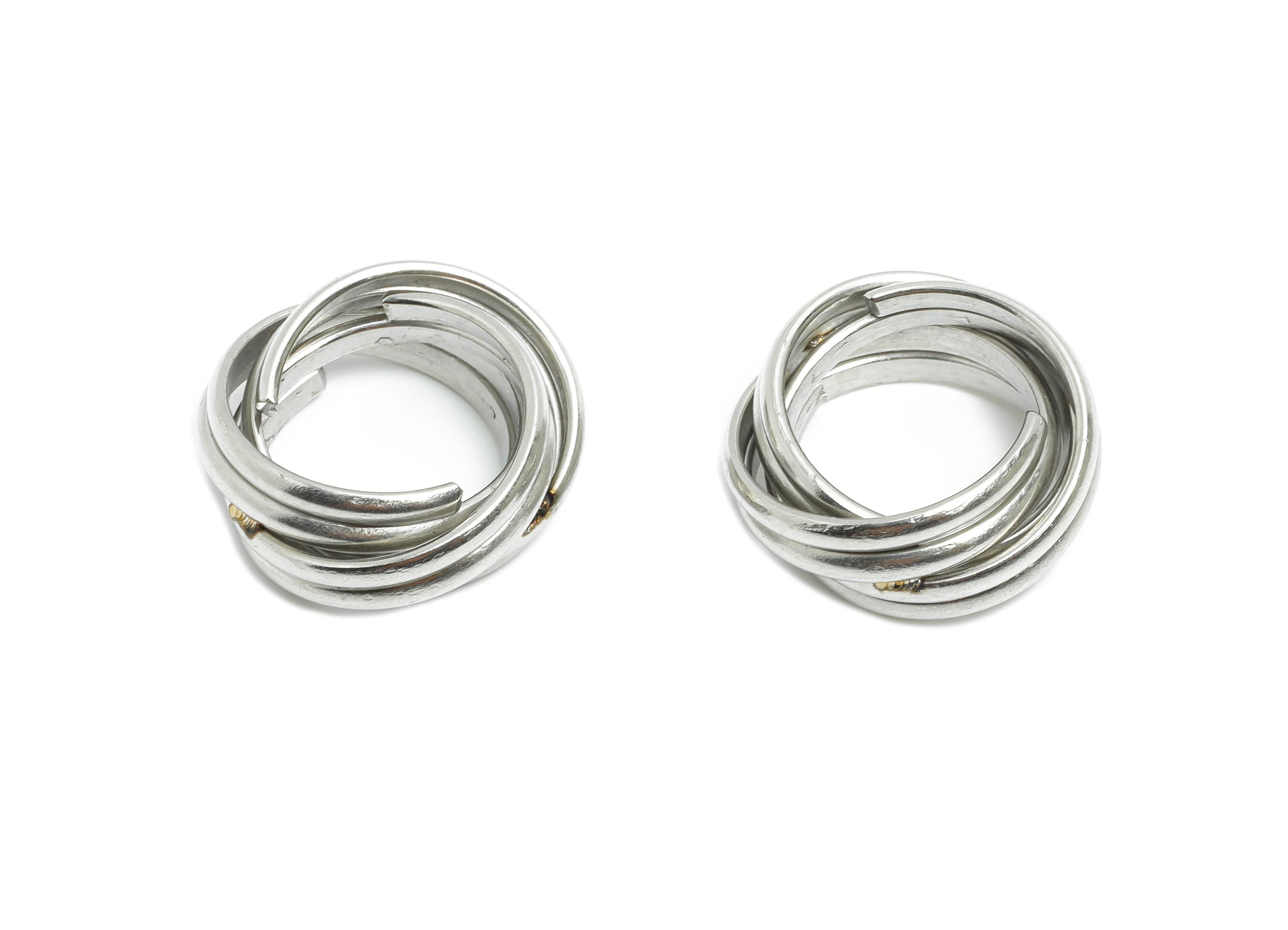 Stainless Steel Circle Charm - Steel Interlocking Charm - Layered Geometric Metal Pendant - Stainless Steel Jewelry - 18x18x7mm - SS2056 - DOMEDBAZAAR