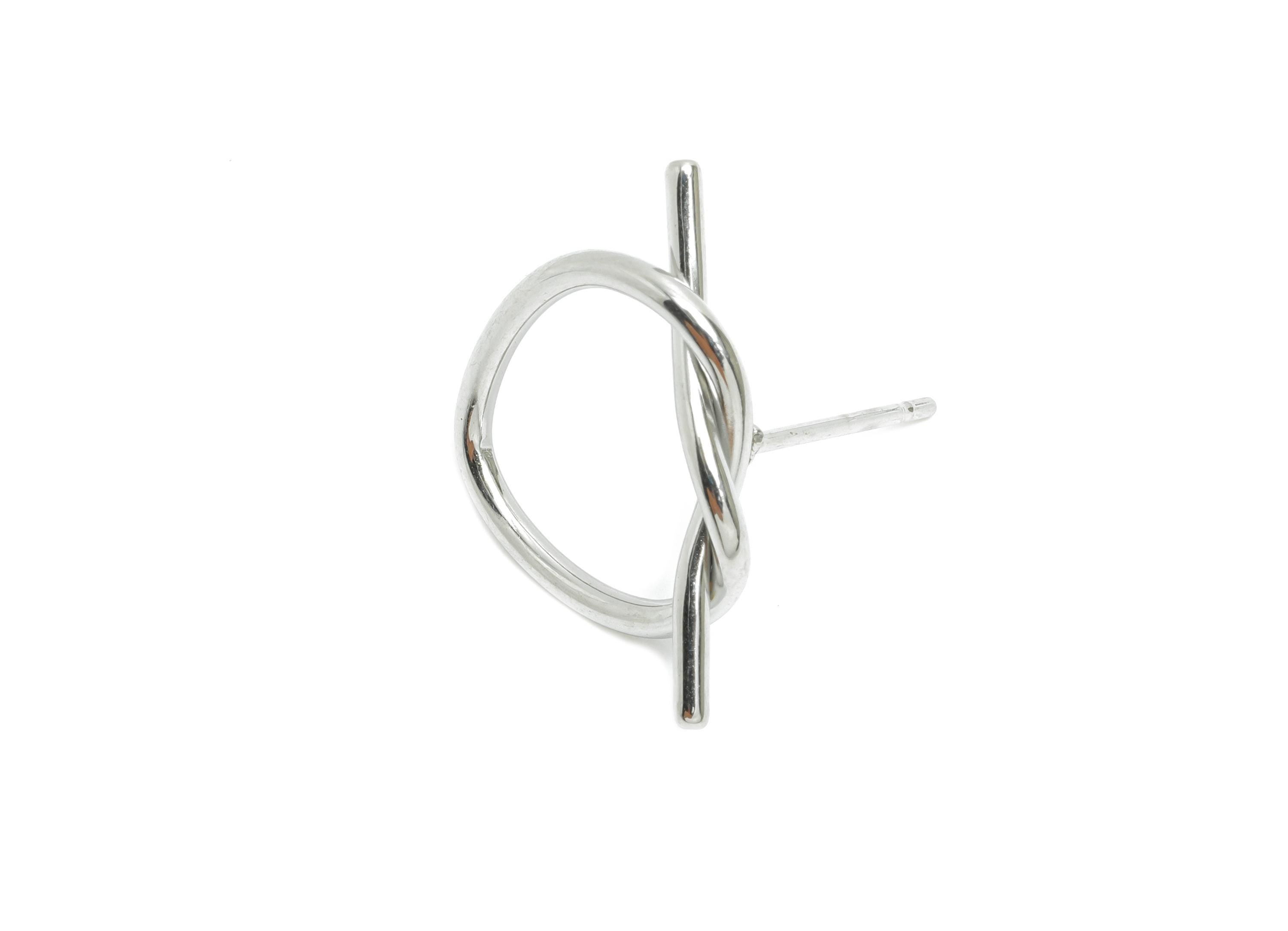 Steel Knot Earring Stud - Steel Knot Heart Earring Post - Steel Minimalist Stud Earring - Stainless Steel Jewelry - 19x13x2.54mm - SS2053 - DOMEDBAZAAR