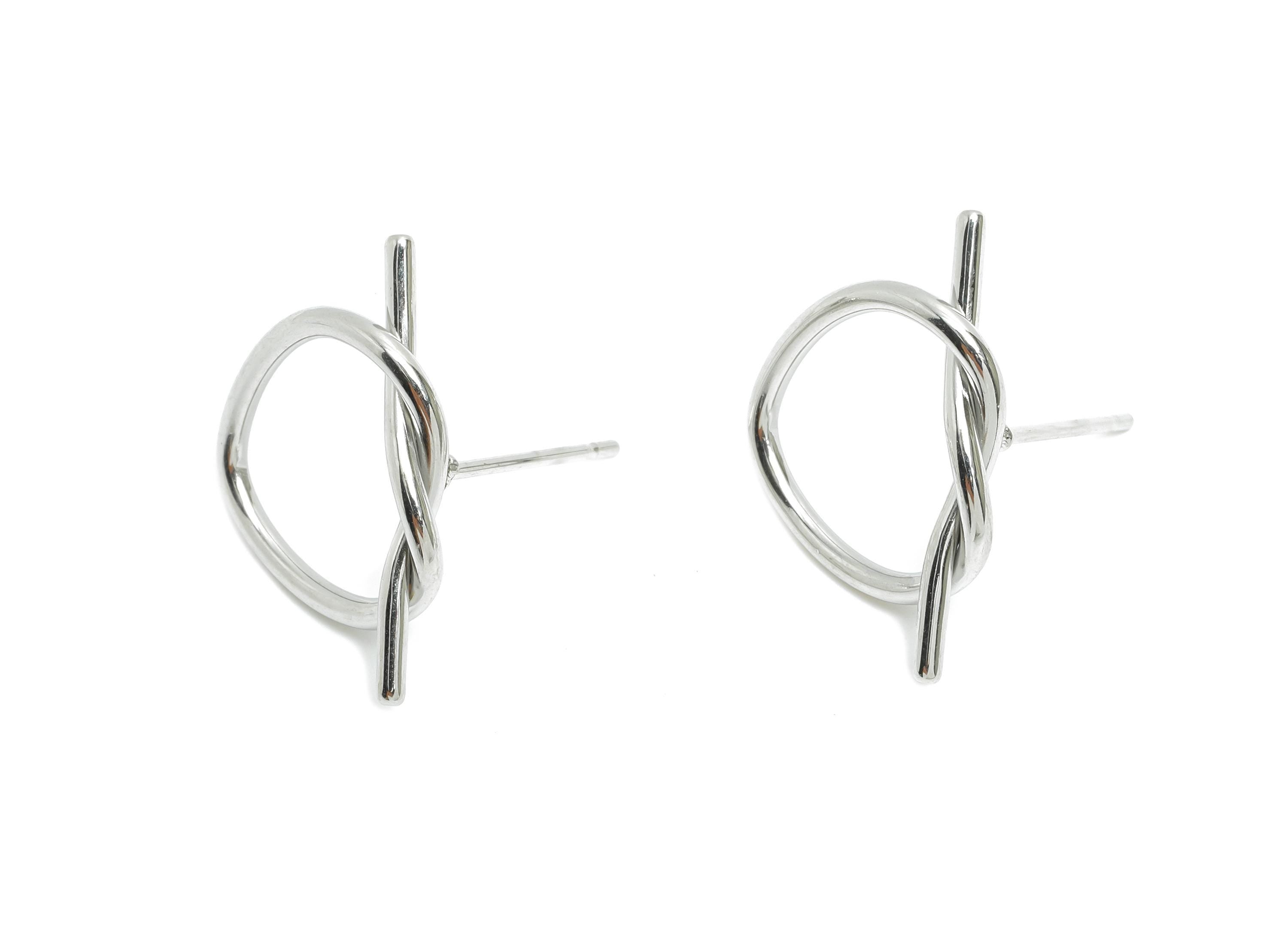 Steel Knot Earring Stud - Steel Knot Heart Earring Post - Steel Minimalist Stud Earring - Stainless Steel Jewelry - 19x13x2.54mm - SS2053 - DOMEDBAZAAR