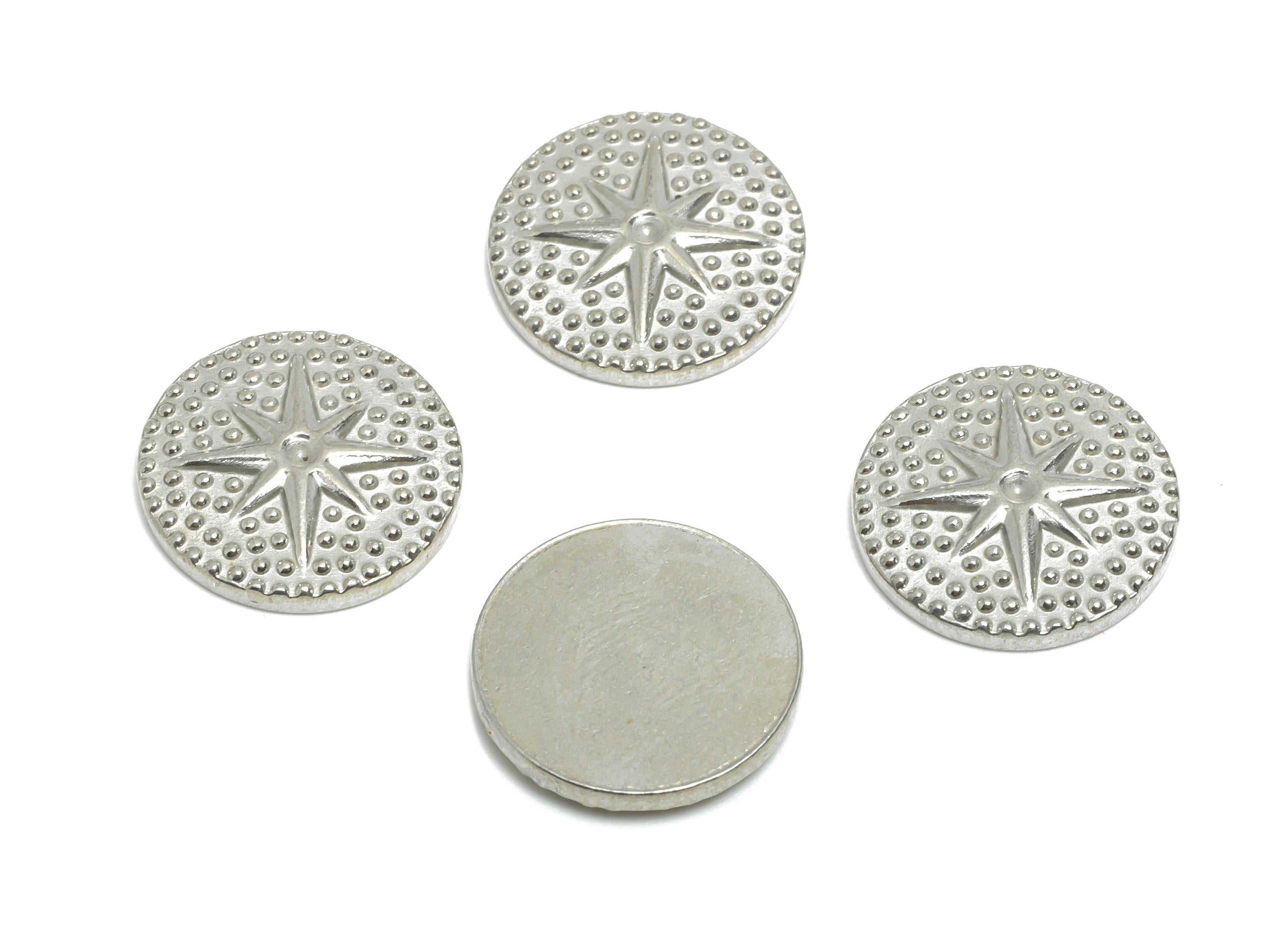 Stainless Steel Round Charms - Textured Celestial North Star Disc Charm - Cosmic Jewelry Making - Steel Findings - 15.12x15x2.5mm - SS2087 - DOMEDBAZAAR