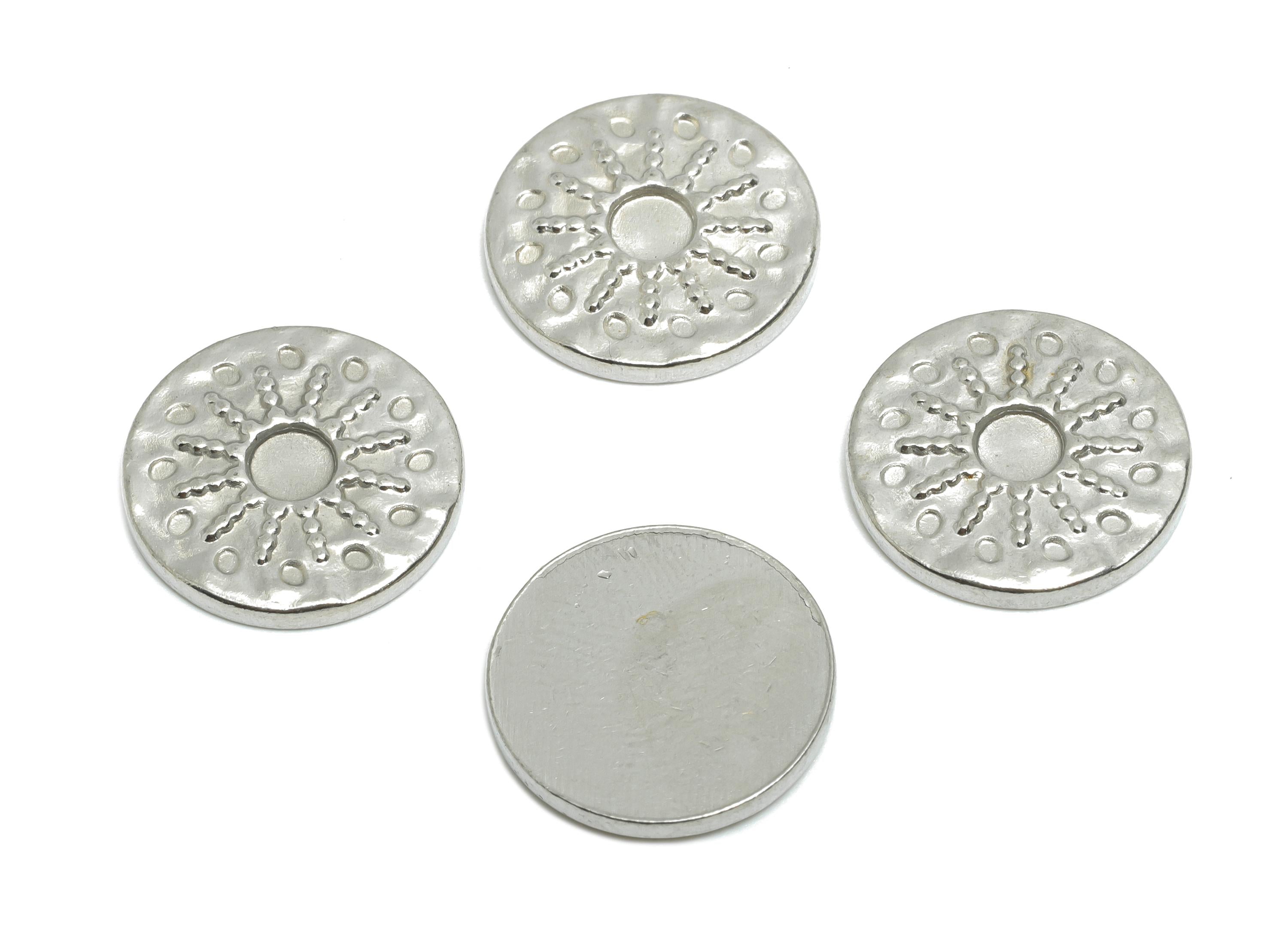 Stainless Steel Sunburst Charm - Hammered Radiant Circle Charm - Steel Solar Textured Medallion Charm - Steel Jewelry - 16x16x2mm - SS2028 - DOMEDBAZAAR