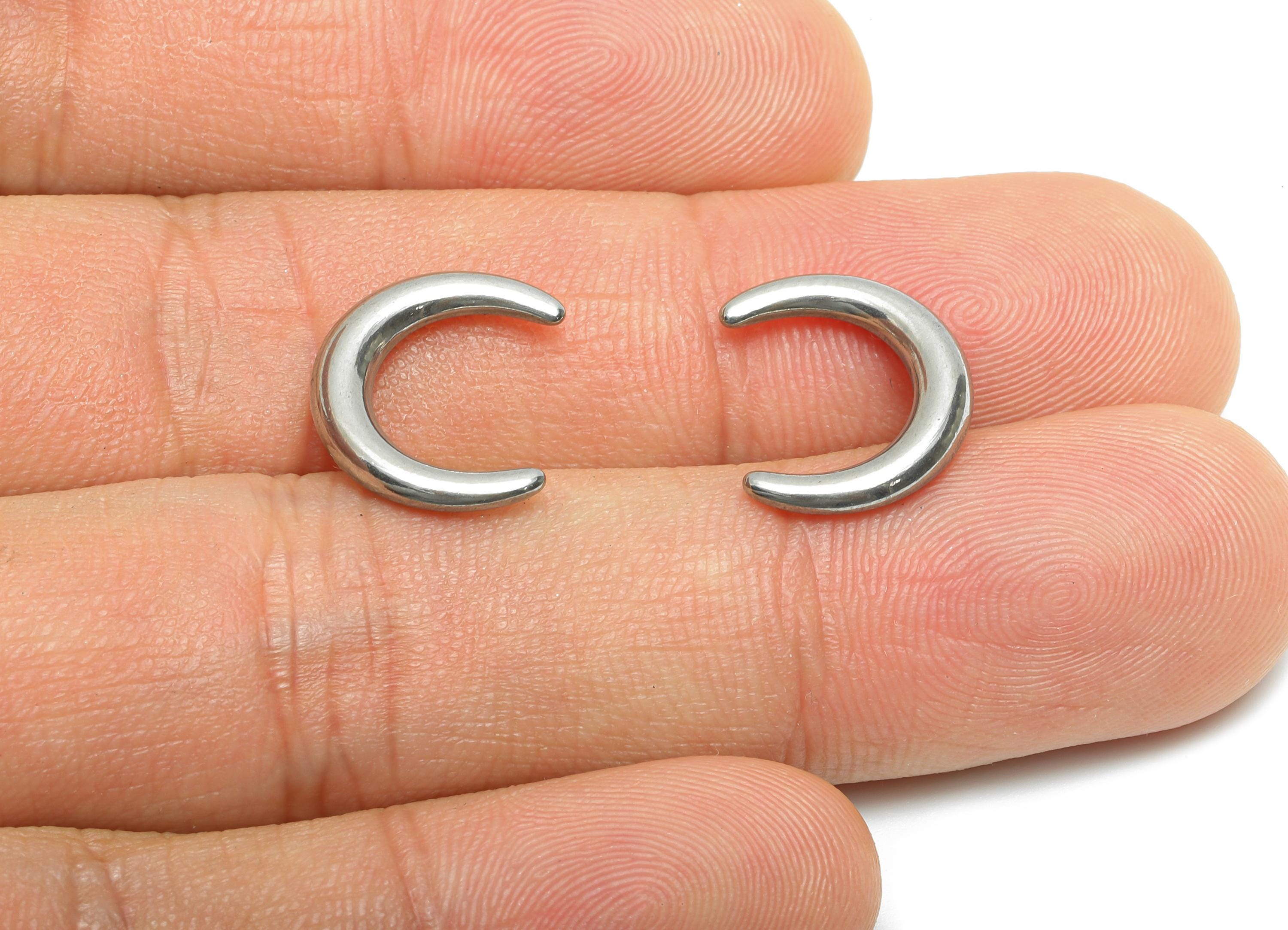 Stainless Steel Crescent Charm - Sleek Steel Crescent Charm - Modern Moon Steel Charm - Dainty Style Steel Jewelry - 14x12x2.8mm - SS2048 - DOMEDBAZAAR