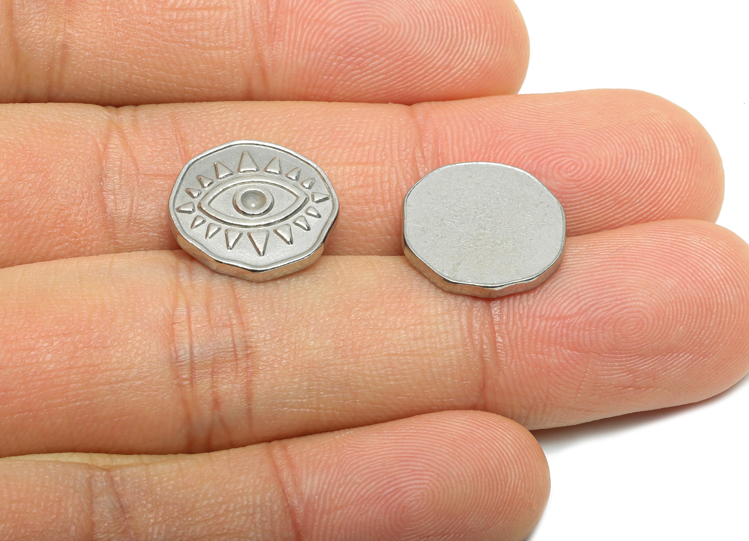 Stainless Steel Eye Charm - Steel Geometry All-Seeing Eye Charm - Minimalist Protective Eye Charm - Steel Jewelry - 15x14x2.17mm - SS2022 - DOMEDBAZAAR