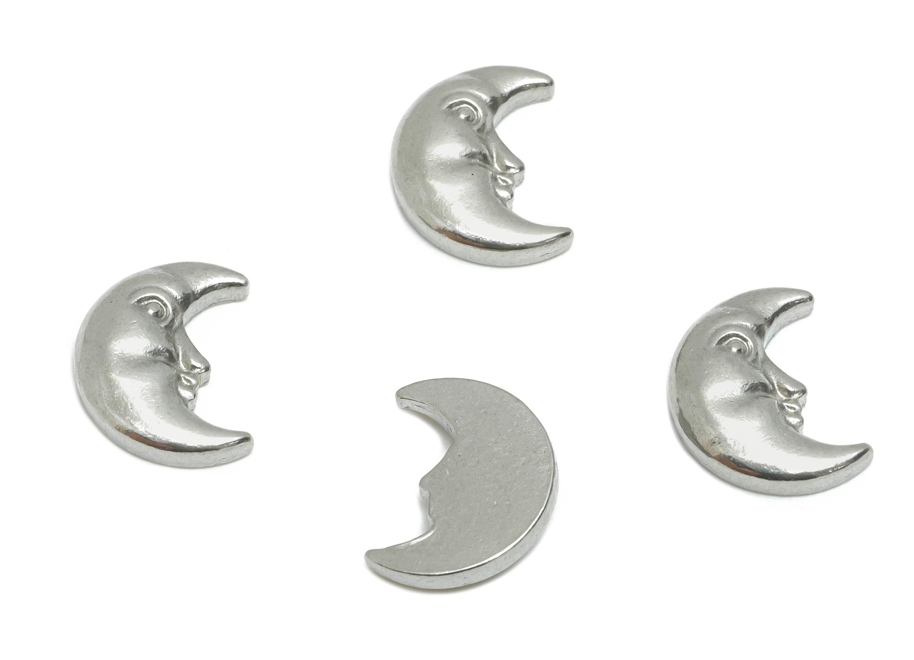 Stainless Steel Moon Face Charm - Steel Crescent Moon Charm  - Minimalist Celestial Moon Charm - Steel Jewelry Charm - 10x8x2.42mm - SS2013 - DOMEDBAZAAR
