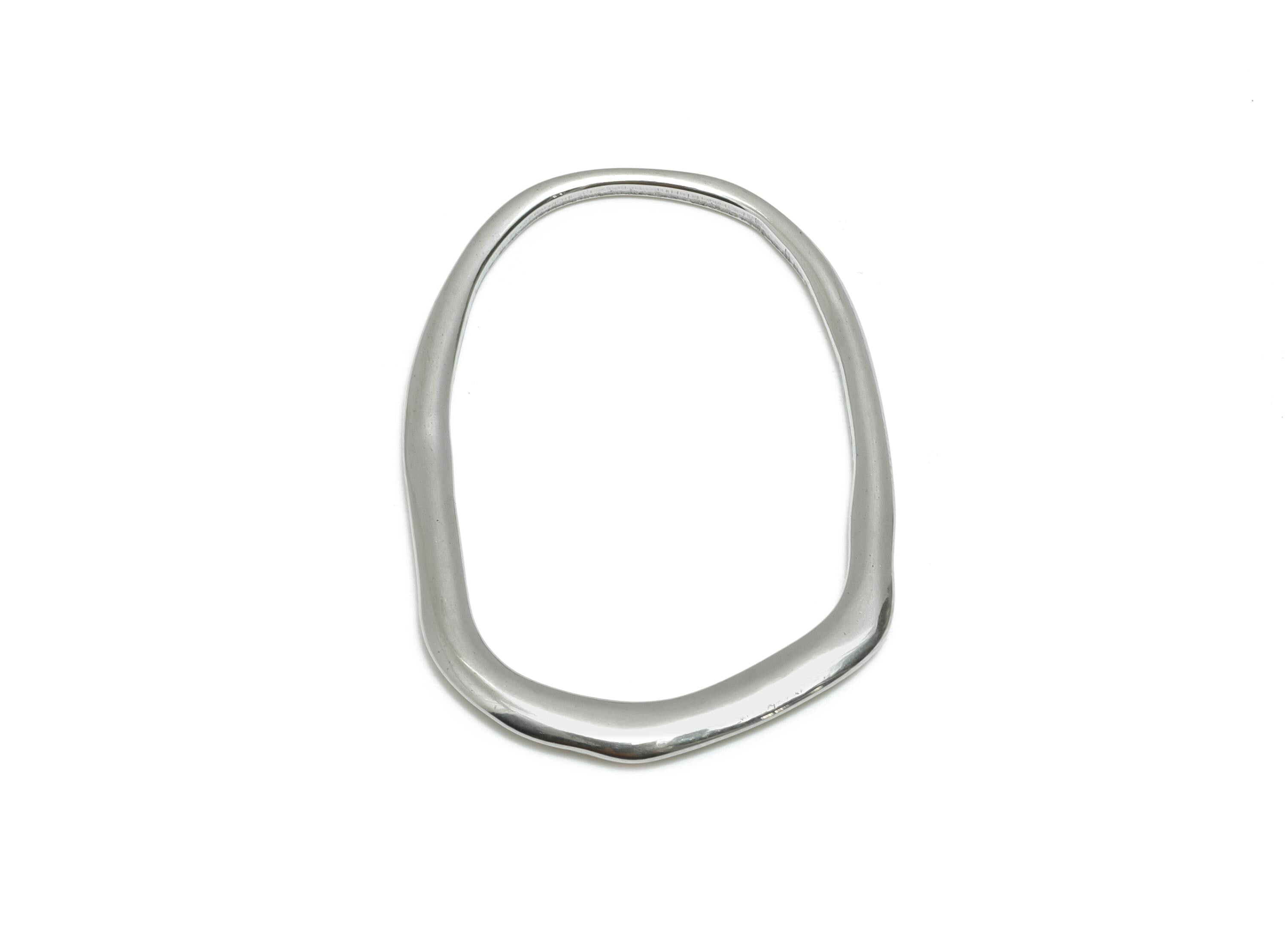 Stainless Steel Geometry Charm - Steel Irregular Oval Charm - Abstract Oval Charm - Modern Geometry Steel Jewelry - 39x27x1.9mm - SS1998 - DOMEDBAZAAR