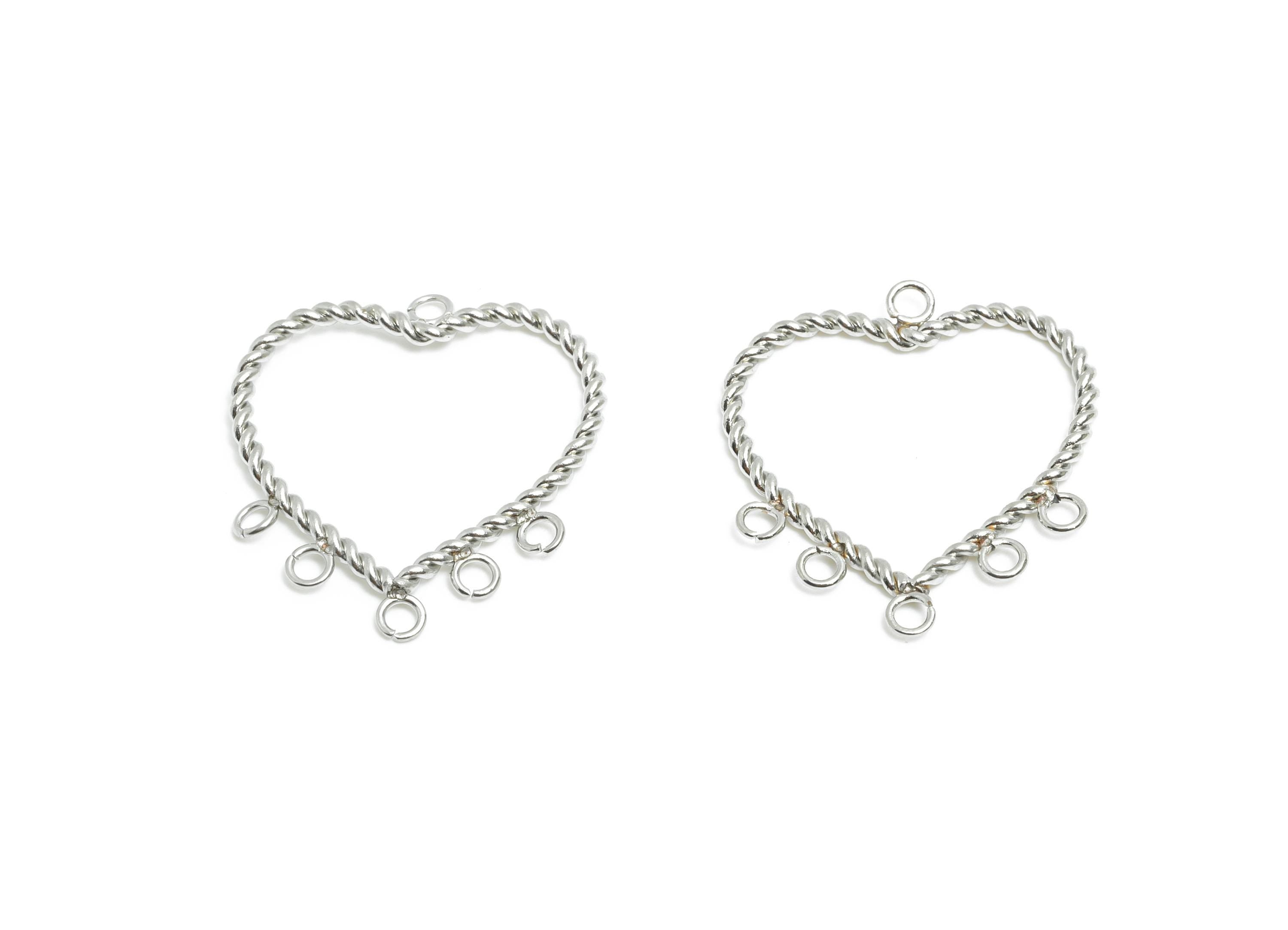 Steel Twisted Heart Pendant - Stainless Steel Heart with Loops Charm - Handcrafted Heart with Loops - Steel Jewelry - 20x18x1mm - SS1992 - DOMEDBAZAAR