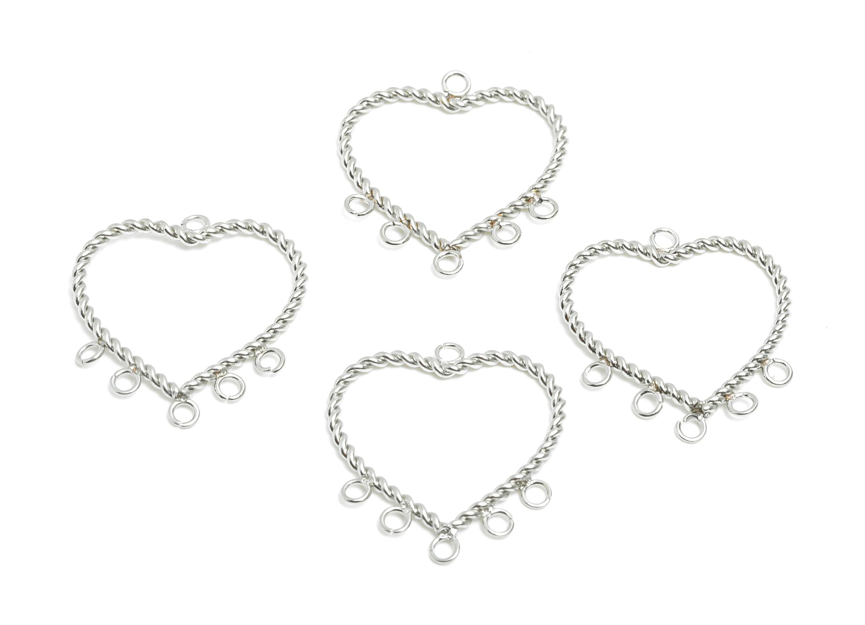 Steel Twisted Heart Pendant - Stainless Steel Heart with Loops Charm - Handcrafted Heart with Loops - Steel Jewelry - 20x18x1mm - SS1992 - DOMEDBAZAAR