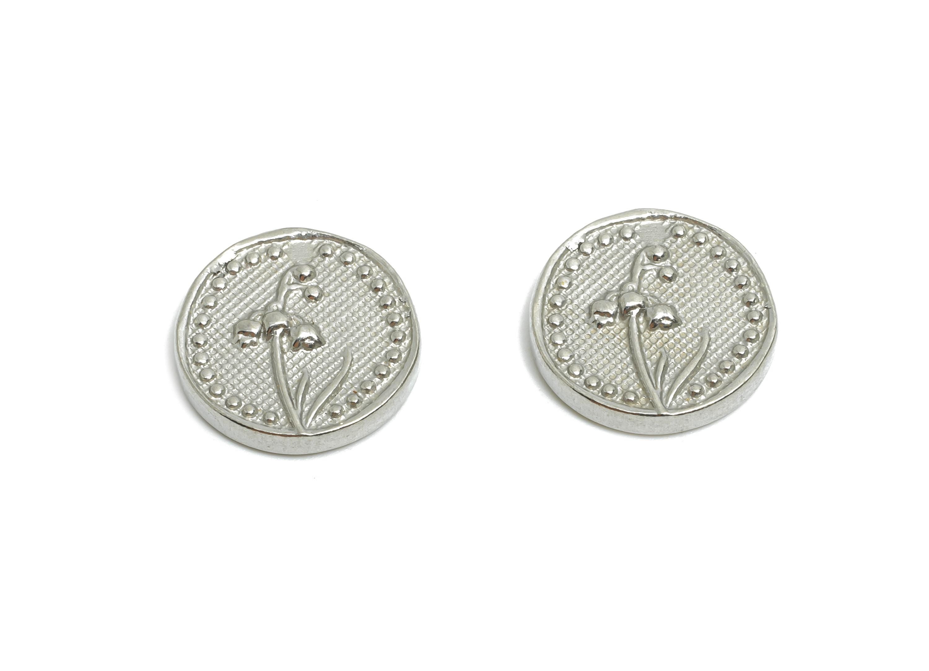 Steel Lily Charm - Textured Steel Lily of the Valley Charm - Spring Blossom Vintage Botanical DIY Craft Accessory - 15x15x3.12mm - SS2035 - DOMEDBAZAAR