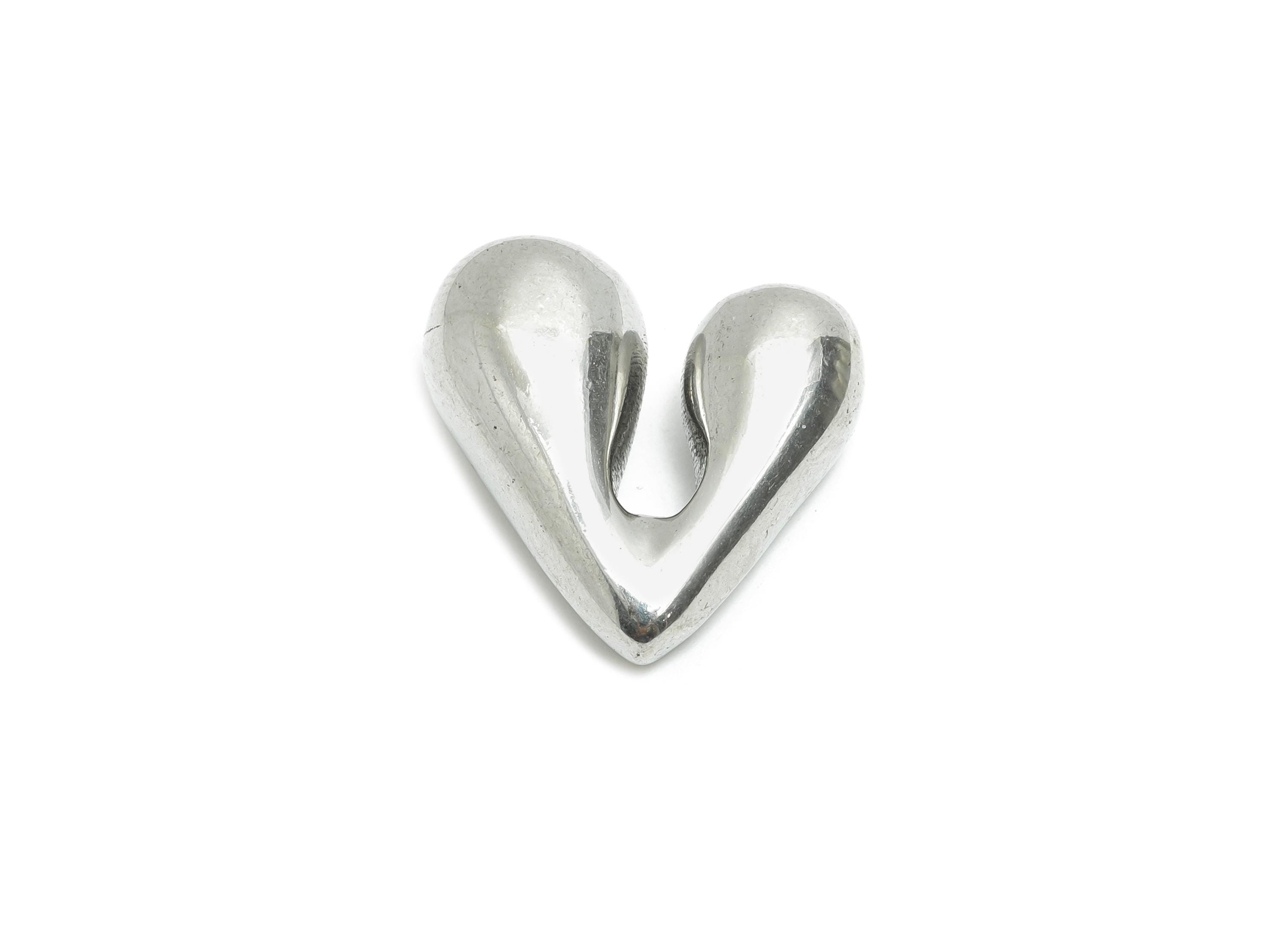 Stainless Steel Heart Charm - Abstract Elegant Heart Charm - Sleek Heart Jewelry Piece - Minimalist Heart Shape Jewelry - 20x19x8mm - SS2093 - DOMEDBAZAAR
