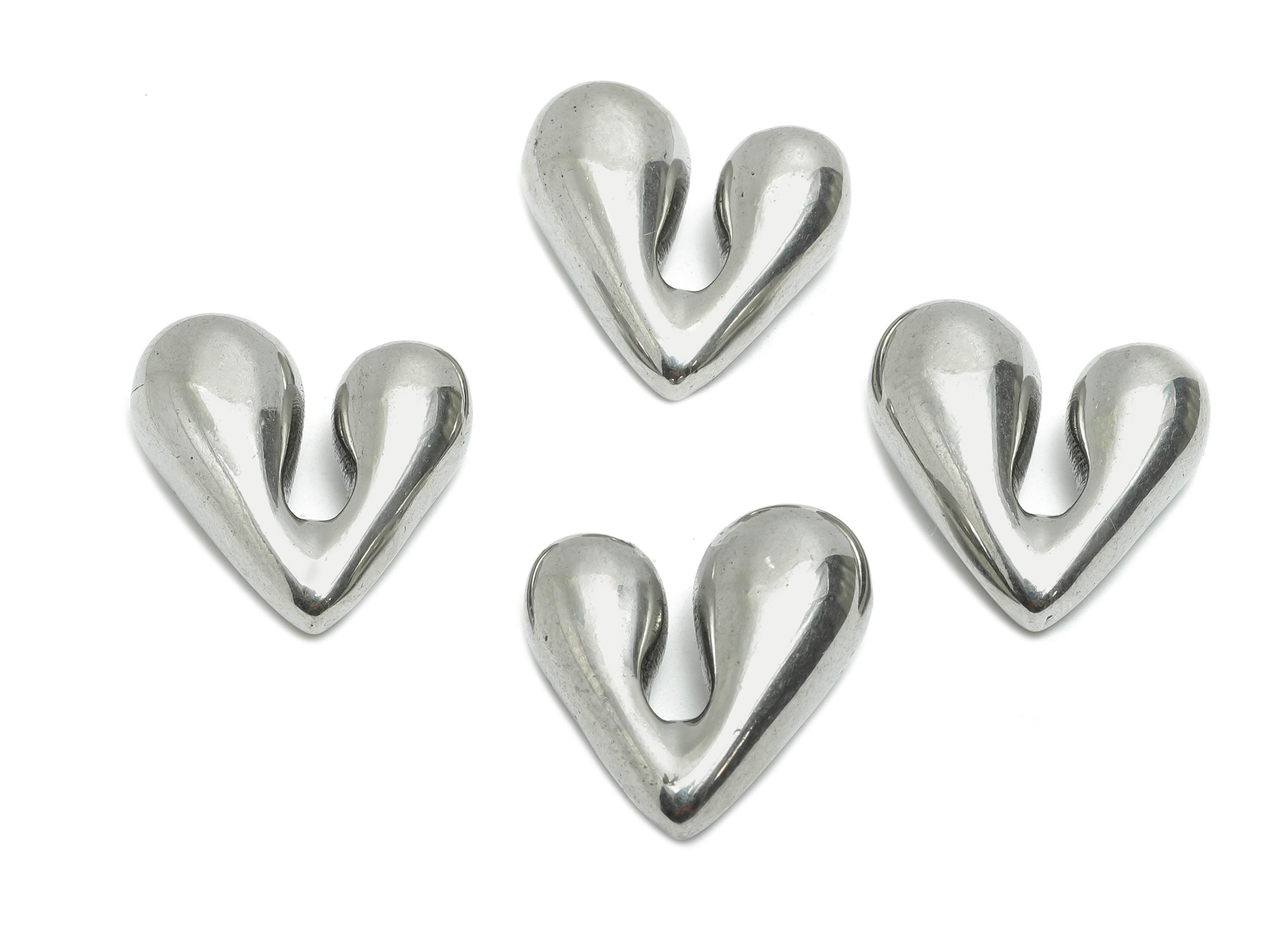 Stainless Steel Heart Charm - Abstract Elegant Heart Charm - Sleek Heart Jewelry Piece - Minimalist Heart Shape Jewelry - 20x19x8mm - SS2093 - DOMEDBAZAAR
