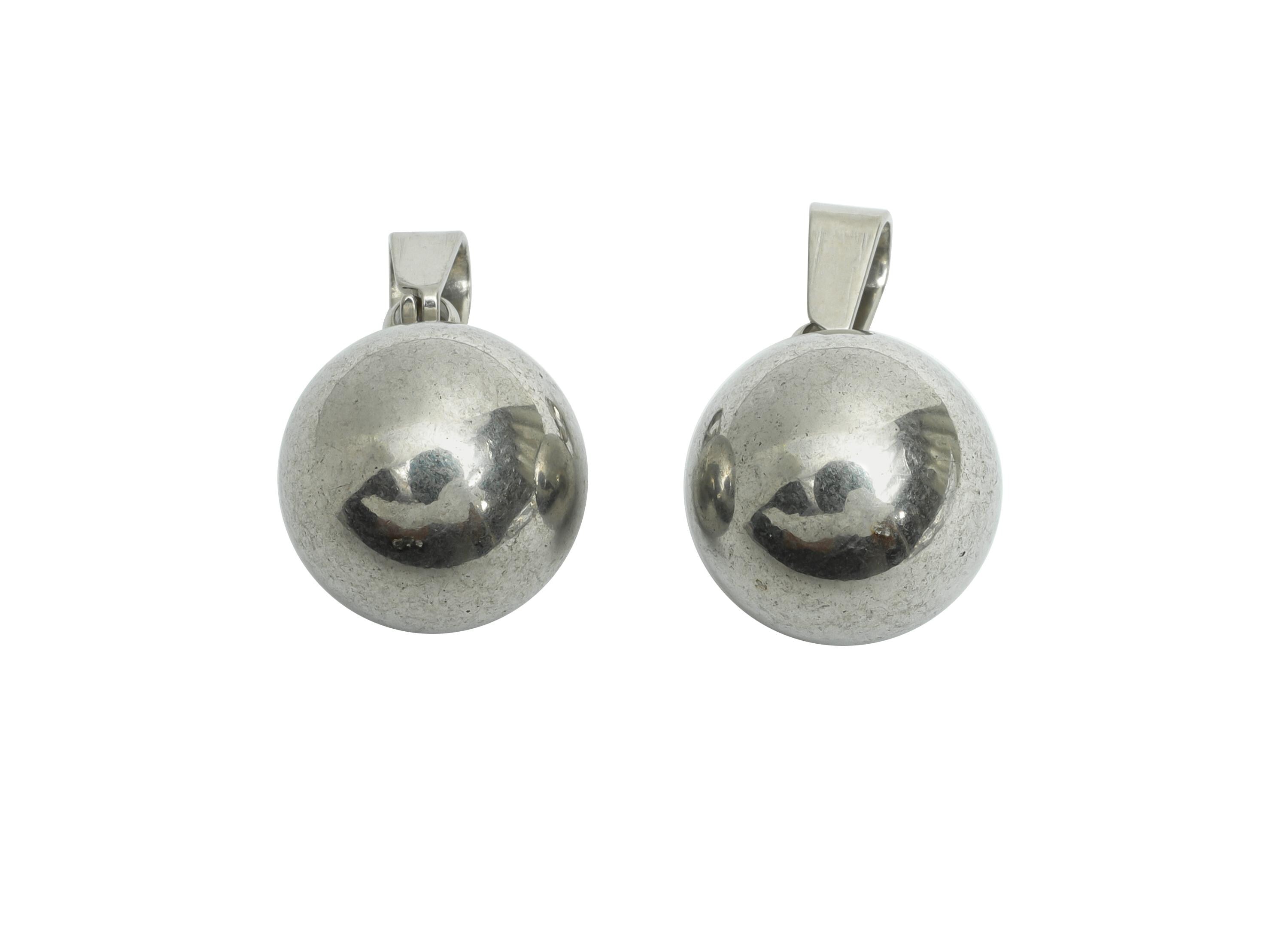 12mm Steel Sphere Pendant - Smooth Silver Round Ball Necklace Pendant - Geometric Sphere Jewelry - Steel Finding - 14.76x12x12mm - SS1683-12 - DOMEDBAZAAR