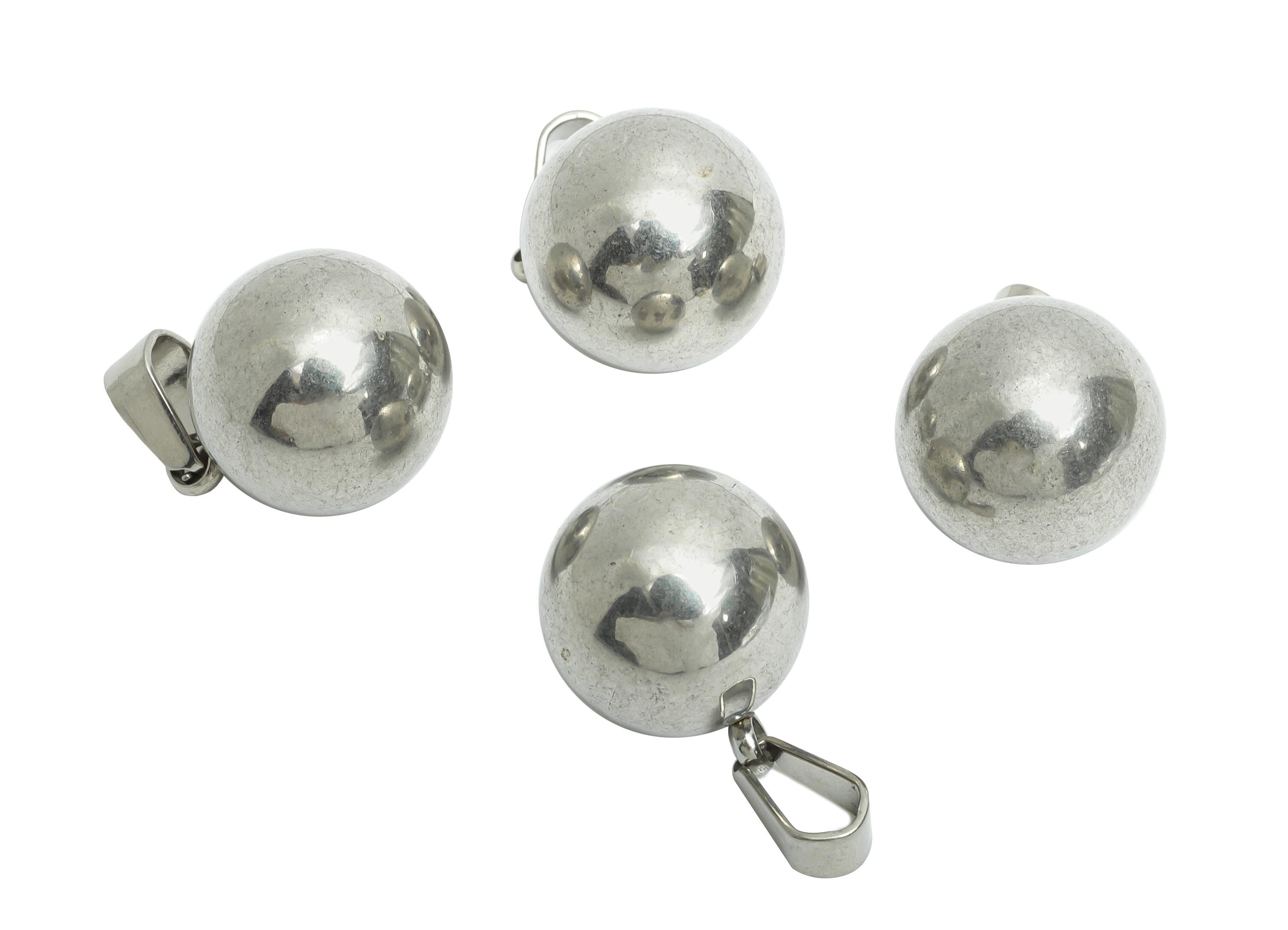 12mm Steel Sphere Pendant - Smooth Silver Round Ball Necklace Pendant - Geometric Sphere Jewelry - Steel Finding - 14.76x12x12mm - SS1683-12 - DOMEDBAZAAR