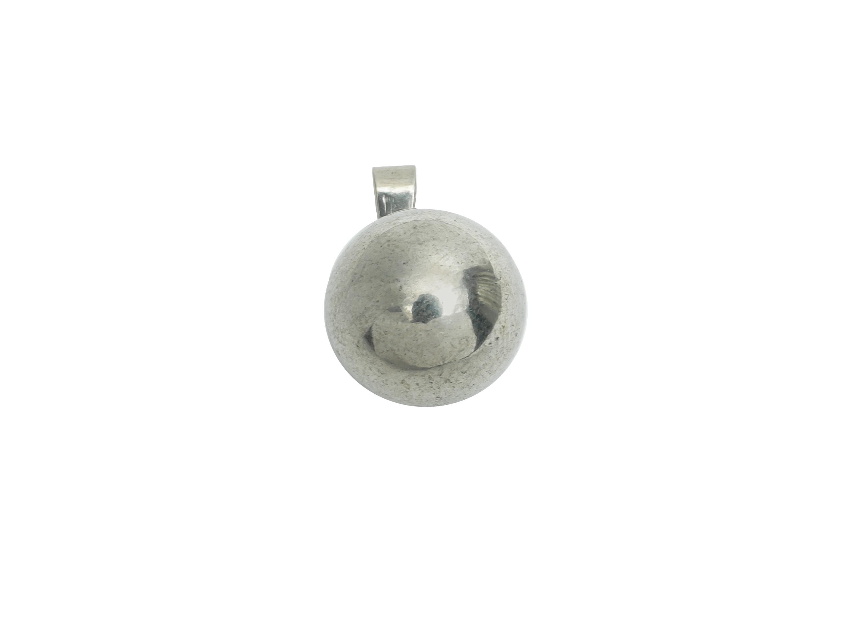 14mm Steel Sphere Pendant - Smooth Silver Round Ball Necklace Pendant - Geometric Sphere Jewelry - Steel Finding - 17.02x14x14mm - SS1683-14 - DOMEDBAZAAR