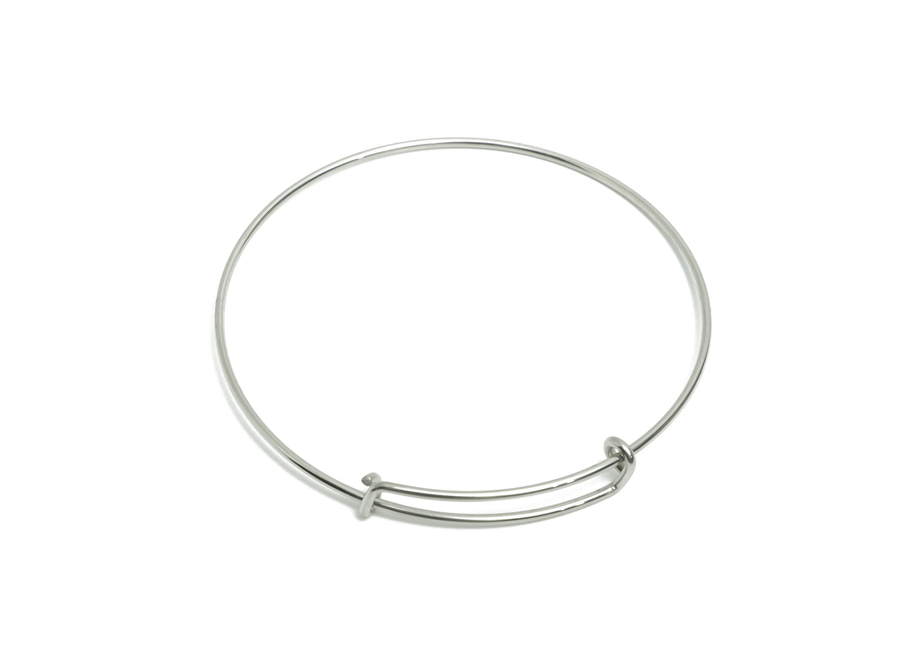 70mm Adjustable Bangle Bracelet - Steel One Loop Bracelet - Expandable Wire Bangle for Charms - Jewelry Supplies DIY - 70x70x1.6mm - SS1721 - DOMEDBAZAAR