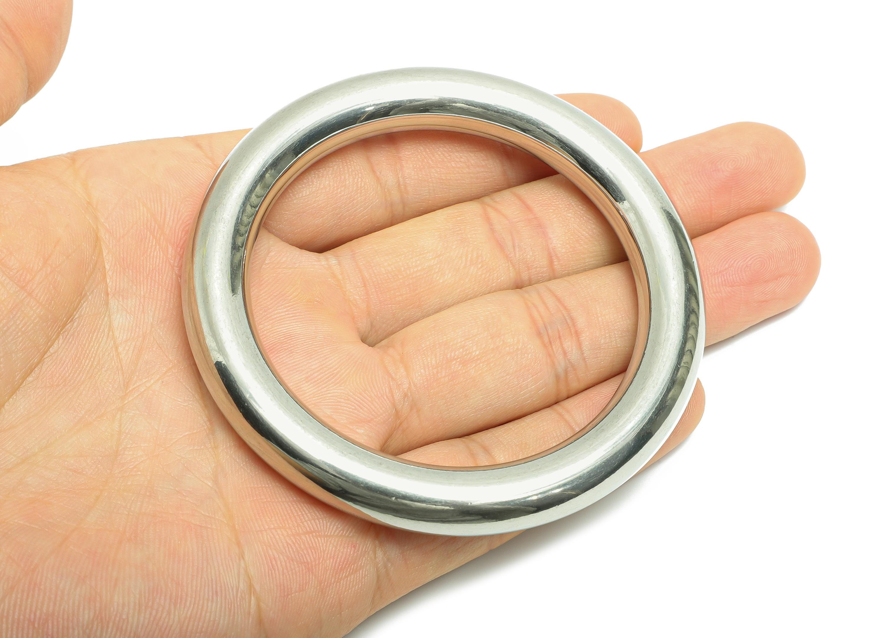 79mm Chunky Steel Bracelet - Smooth Circular Hoop Bangle - Statement Modern Metal Bangle - Thick Silver Jewelry Making - 79x79x10mm - SS1691 - DOMEDBAZAAR
