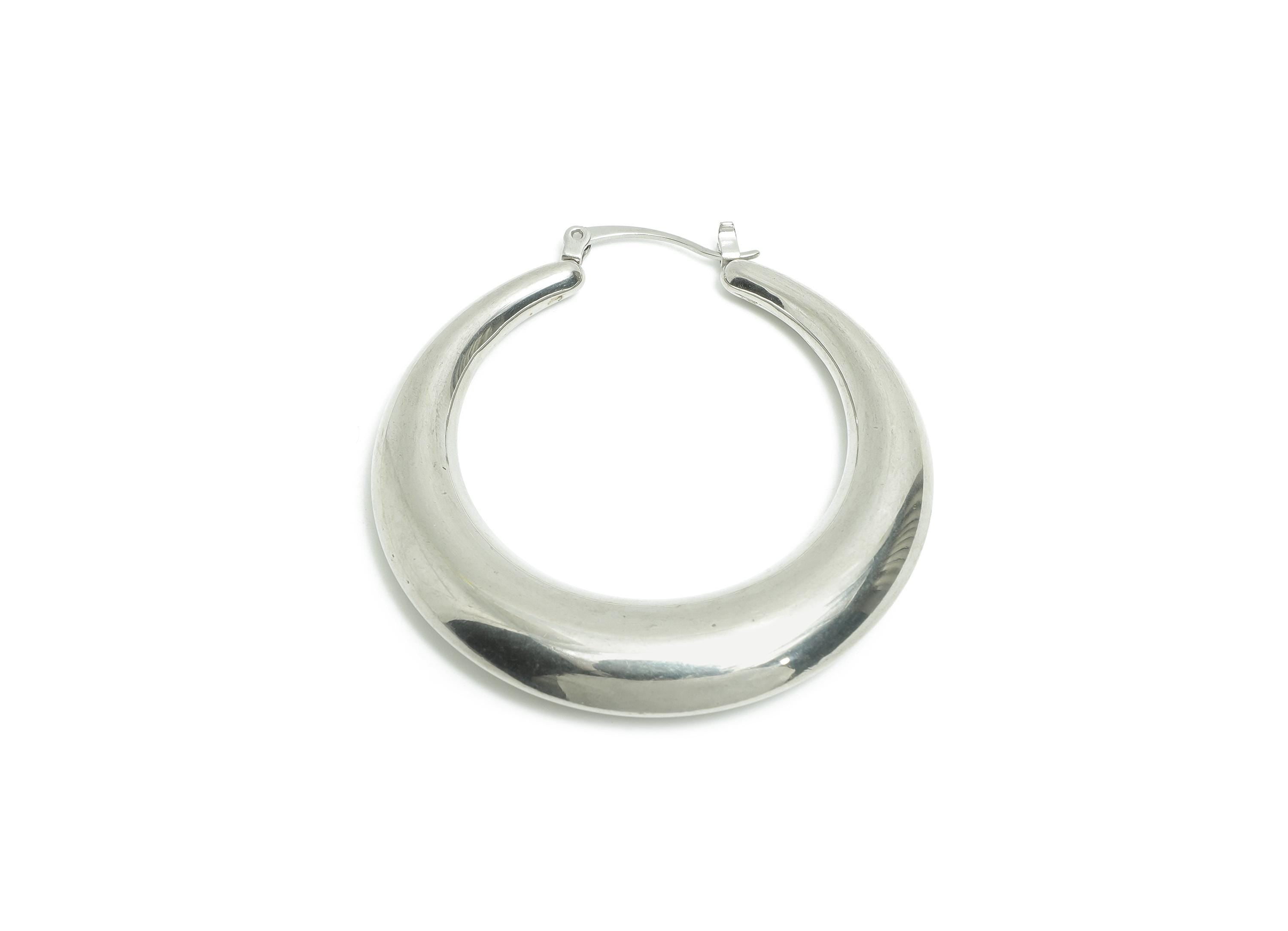 Huge Steel Hoop Earring - Smooth Crescent Hoop Earring - Hinged Back - Minimalist Steel Hoop Jewelry - Steel Finding - 49x49x7.8mm - SS1697 - DOMEDBAZAAR