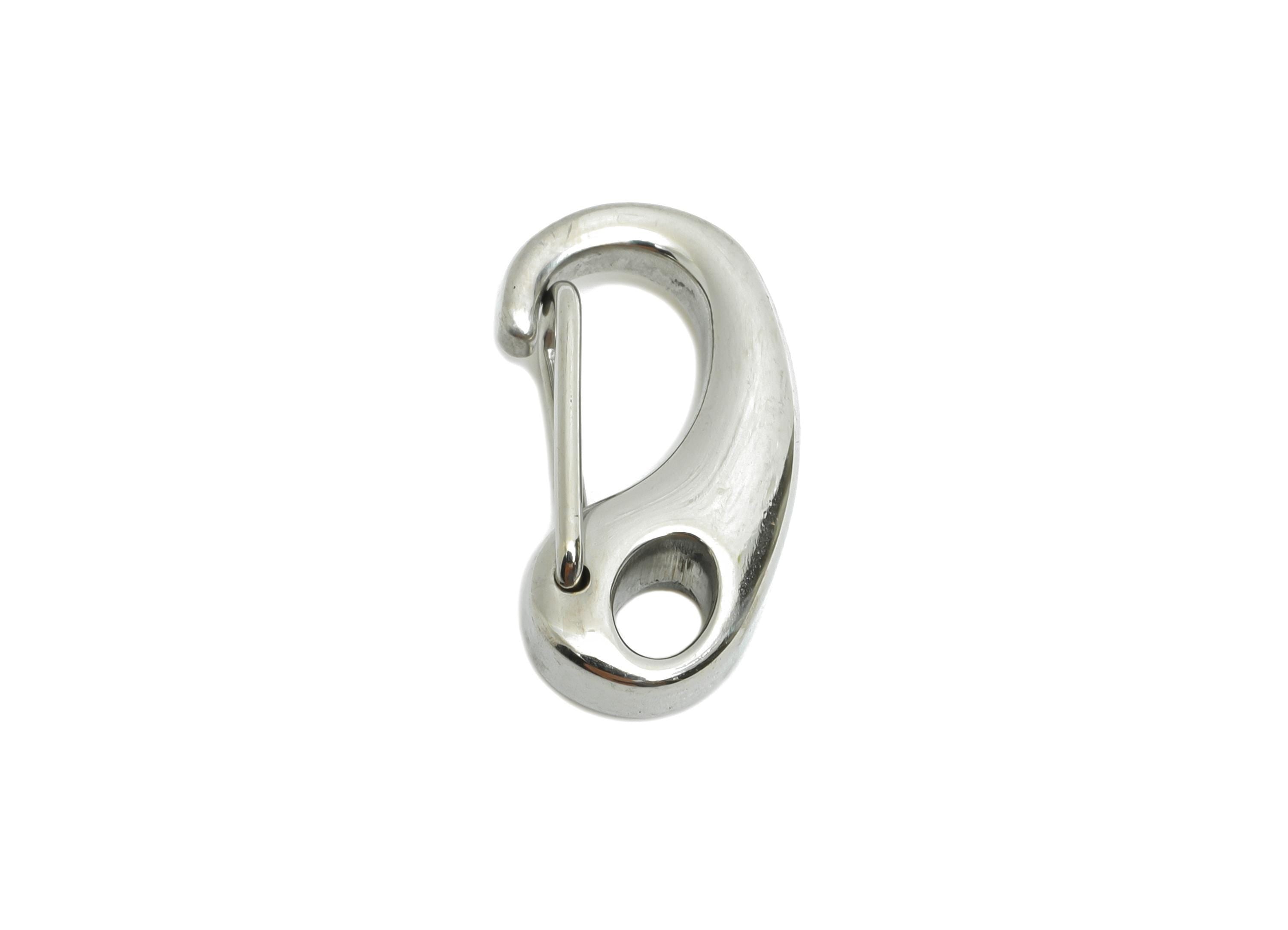 Steel Carabiner Clasp - Keychain Link Component - Silver Steel Lobster Clasp with Loop - Fashion Accessory Closure - 20.8x10.7x4mm - SS1688 - DOMEDBAZAAR