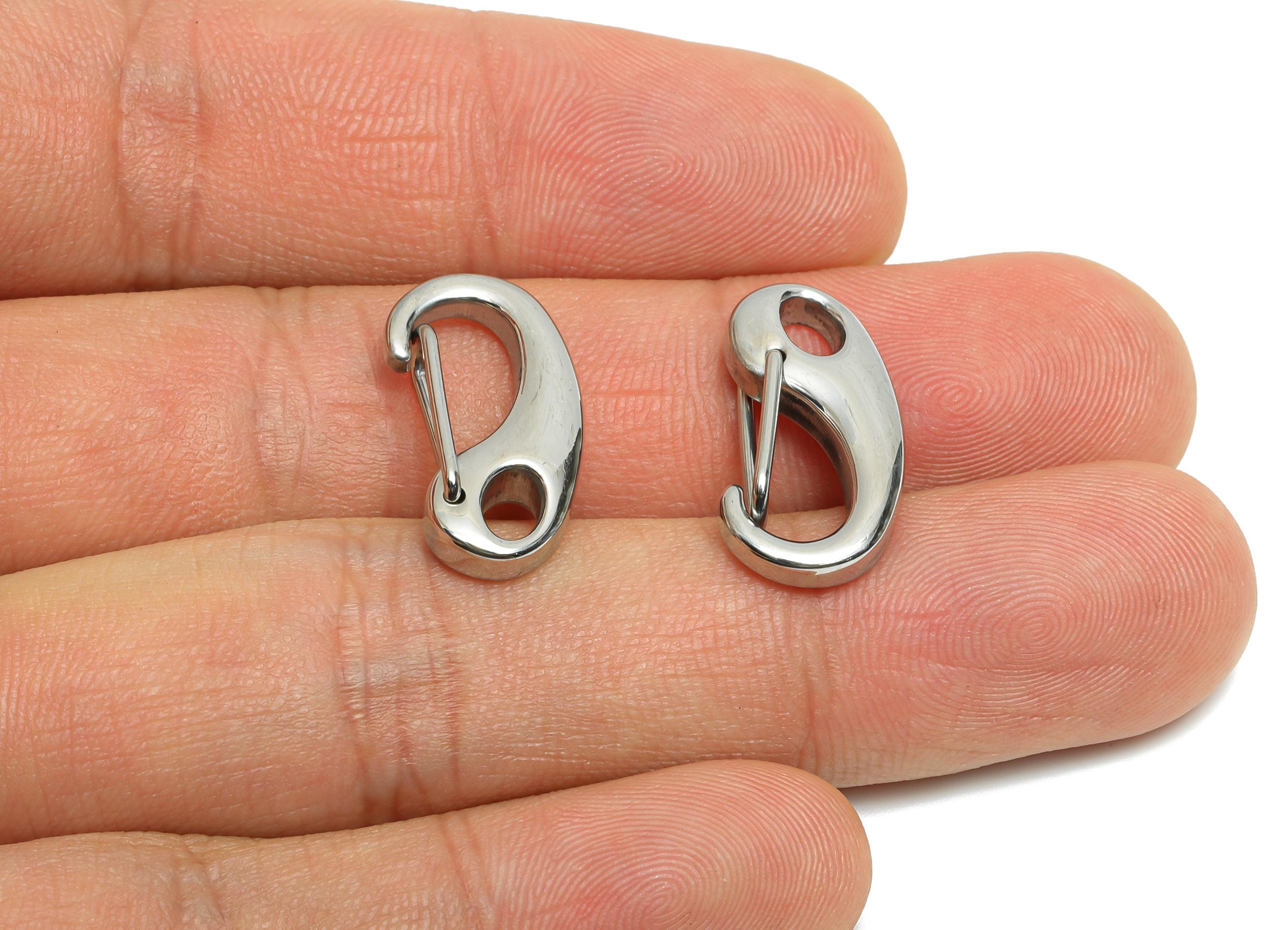 Steel Carabiner Clasp - Keychain Link Component - Silver Steel Lobster Clasp with Loop - Fashion Accessory Closure - 20.8x10.7x4mm - SS1688 - DOMEDBAZAAR