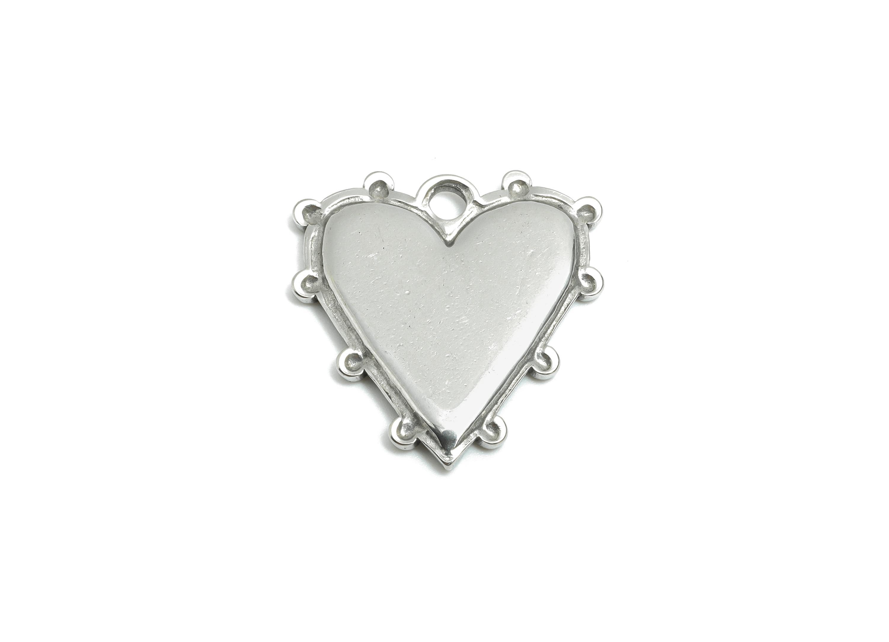 Stainless Steel Heart Charms - Vintage Boho Heart Pendant For Gem - Romantic Steel Heart Charm - Steel Jewelry  - 21x20x2mm - SS1862 - DOMEDBAZAAR