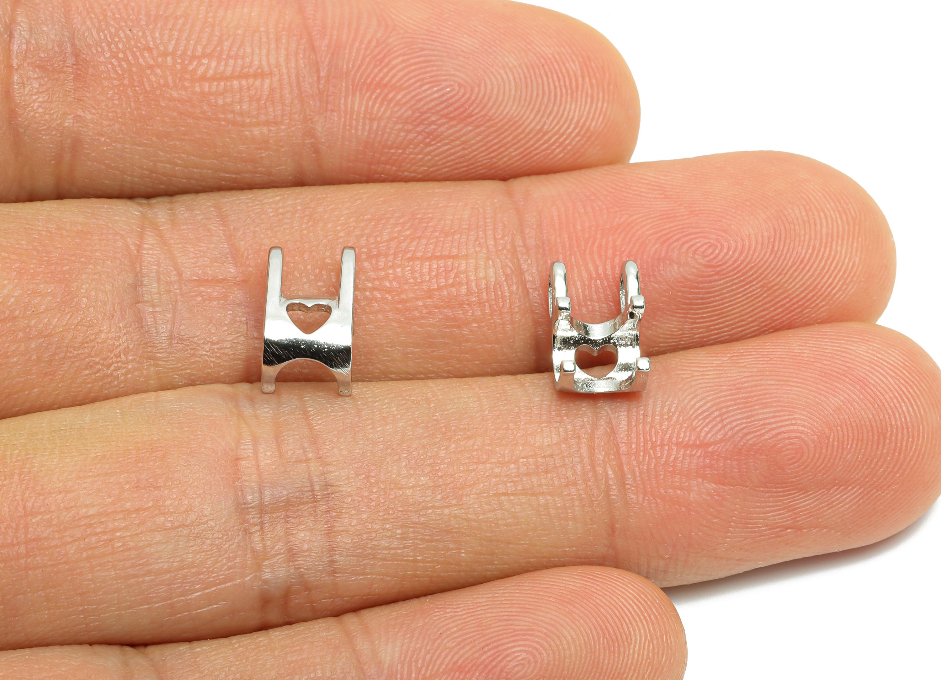 Brass Diamond Necklace Setting - Classic Heart Necklace Pendant for Zircon - Elegant Jewelry Accent - Silver Tone Plated - 10x6x5mm-RGP10771 - DOMEDBAZAAR