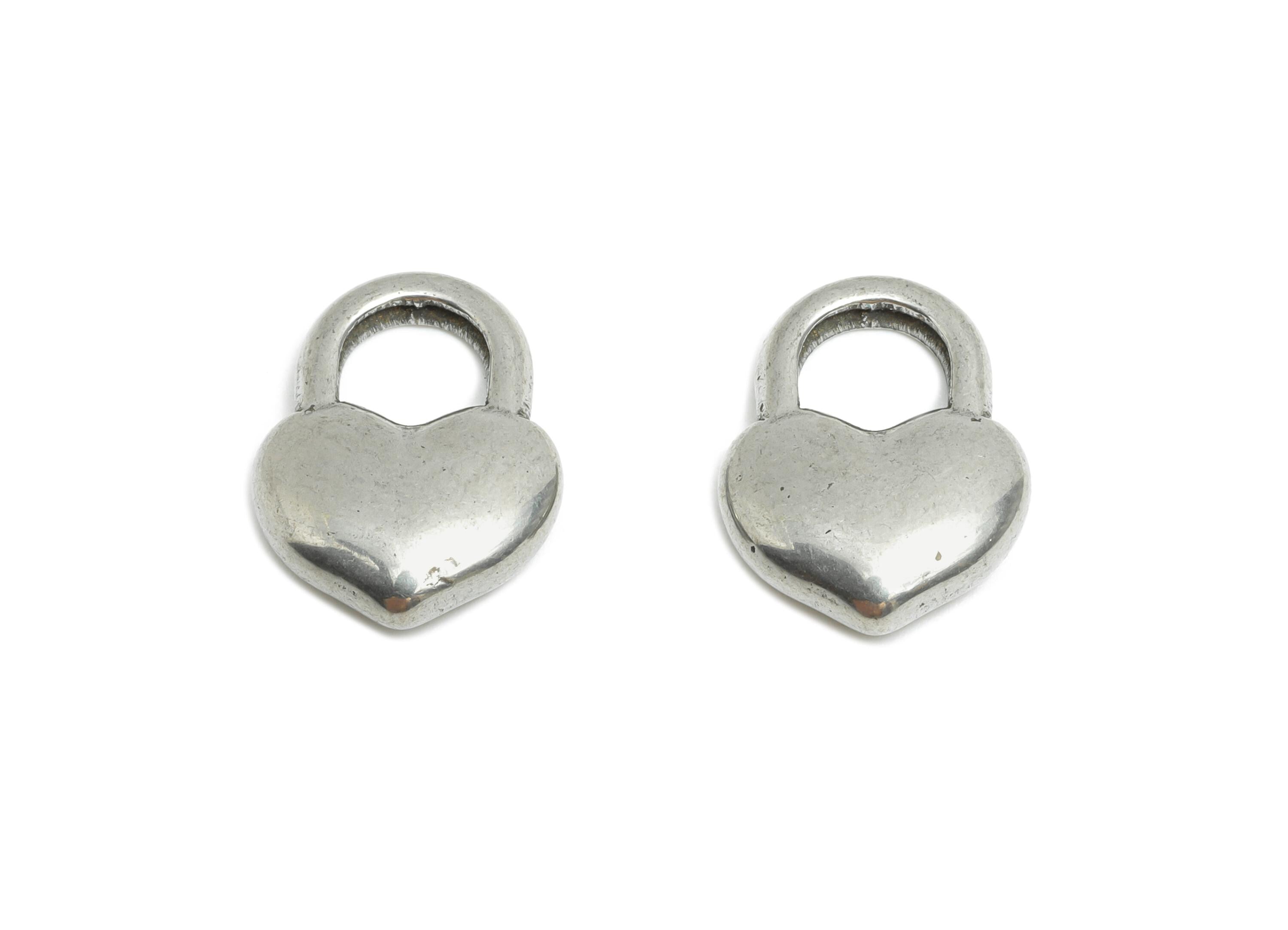 Stainless Steel Heart Charms - Smooth Heart Lock Pendant - Vintage Heart Lock Design - Symbolic Love Lock Jewelry - 14.83x11x3.75mm - SS1916 - DOMEDBAZAAR