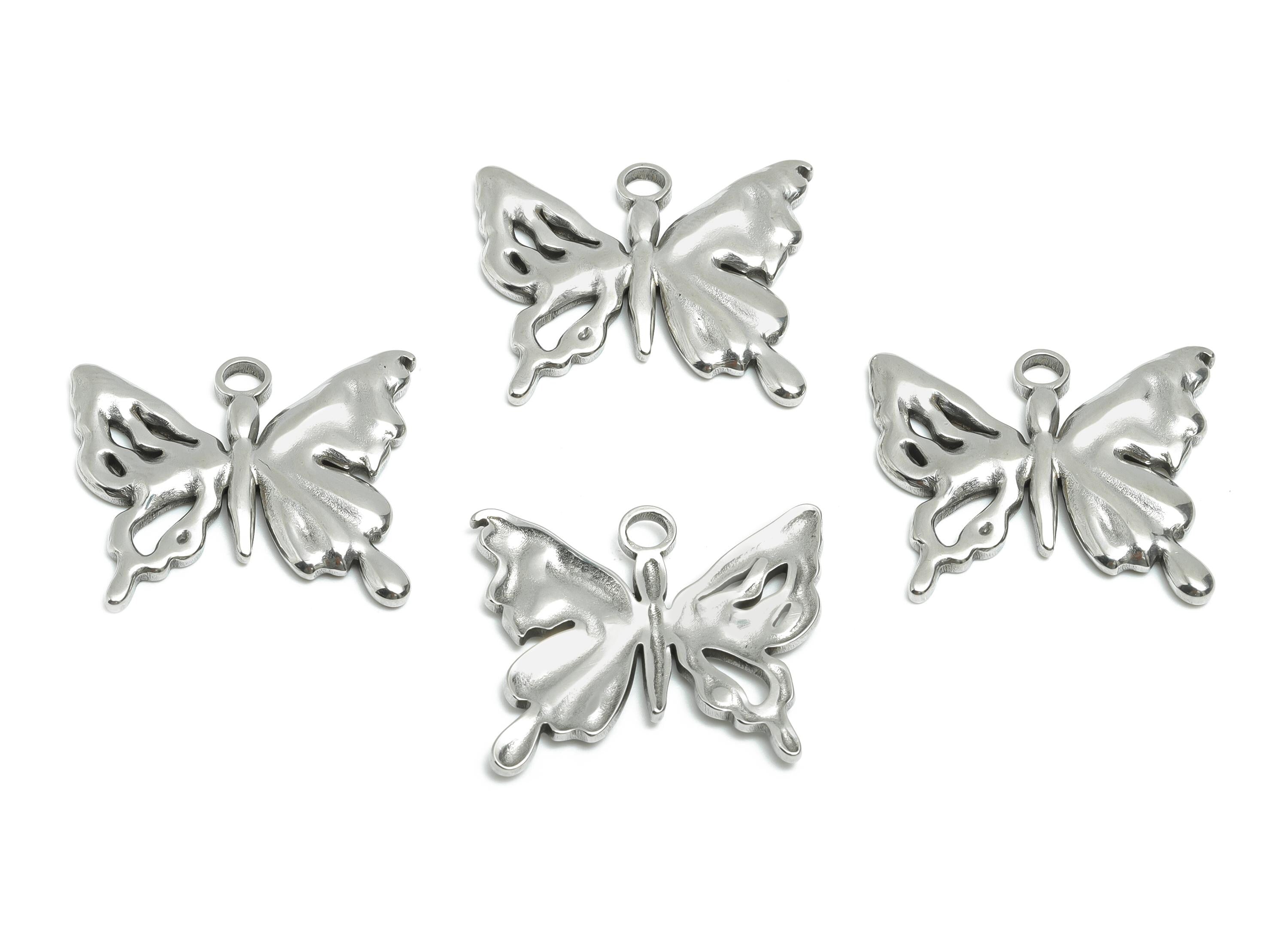 Stainless Steel Butterfly Pendant - Butterfly Jewelry Charm - Elegant Insect Pendant - Animal Charm for Jewelry - 21x25x2.16mm - SS1754 - DOMEDBAZAAR